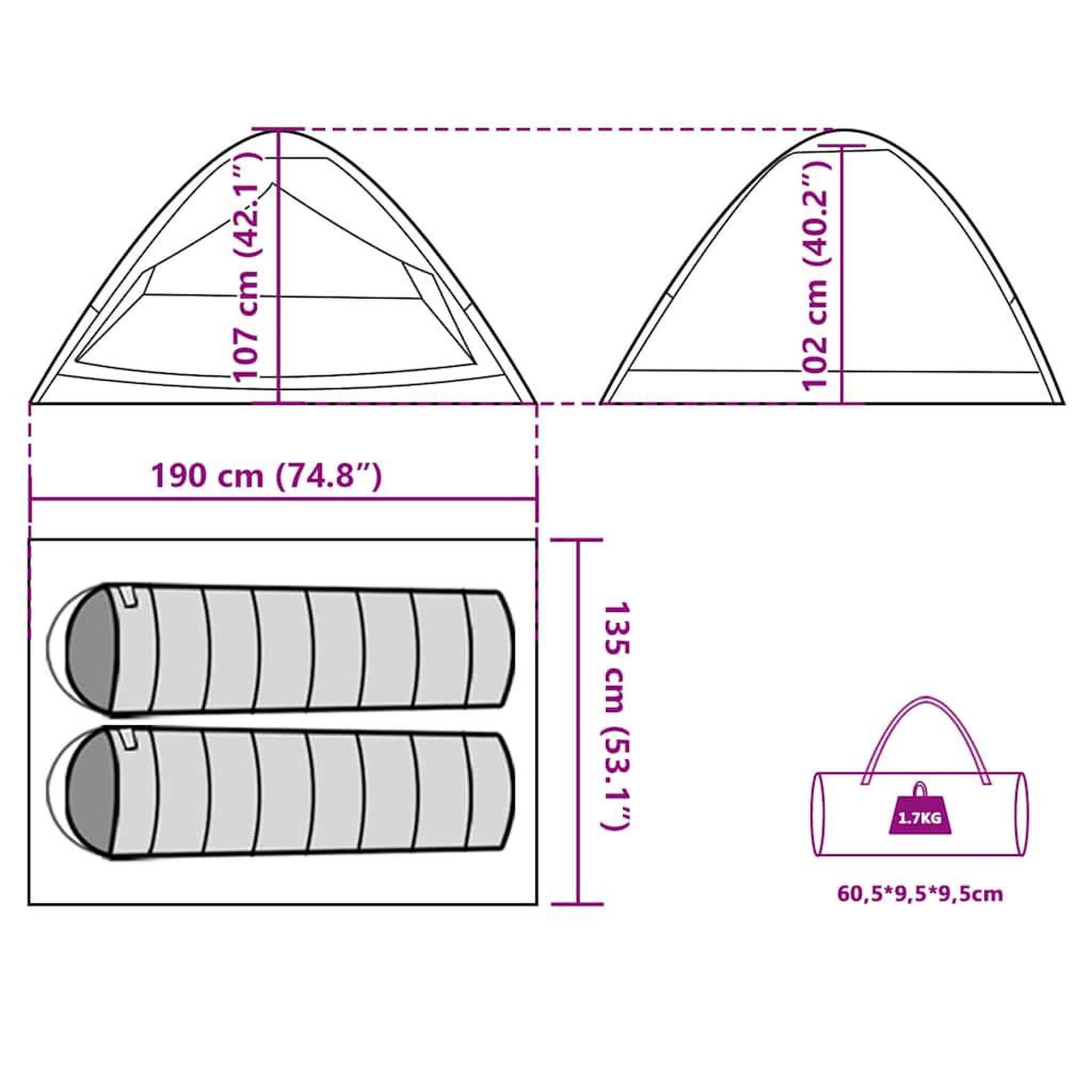 Voir la diapositive 6 : VIDAXL Tente de camping a dome 2 personnes bleu impermeable