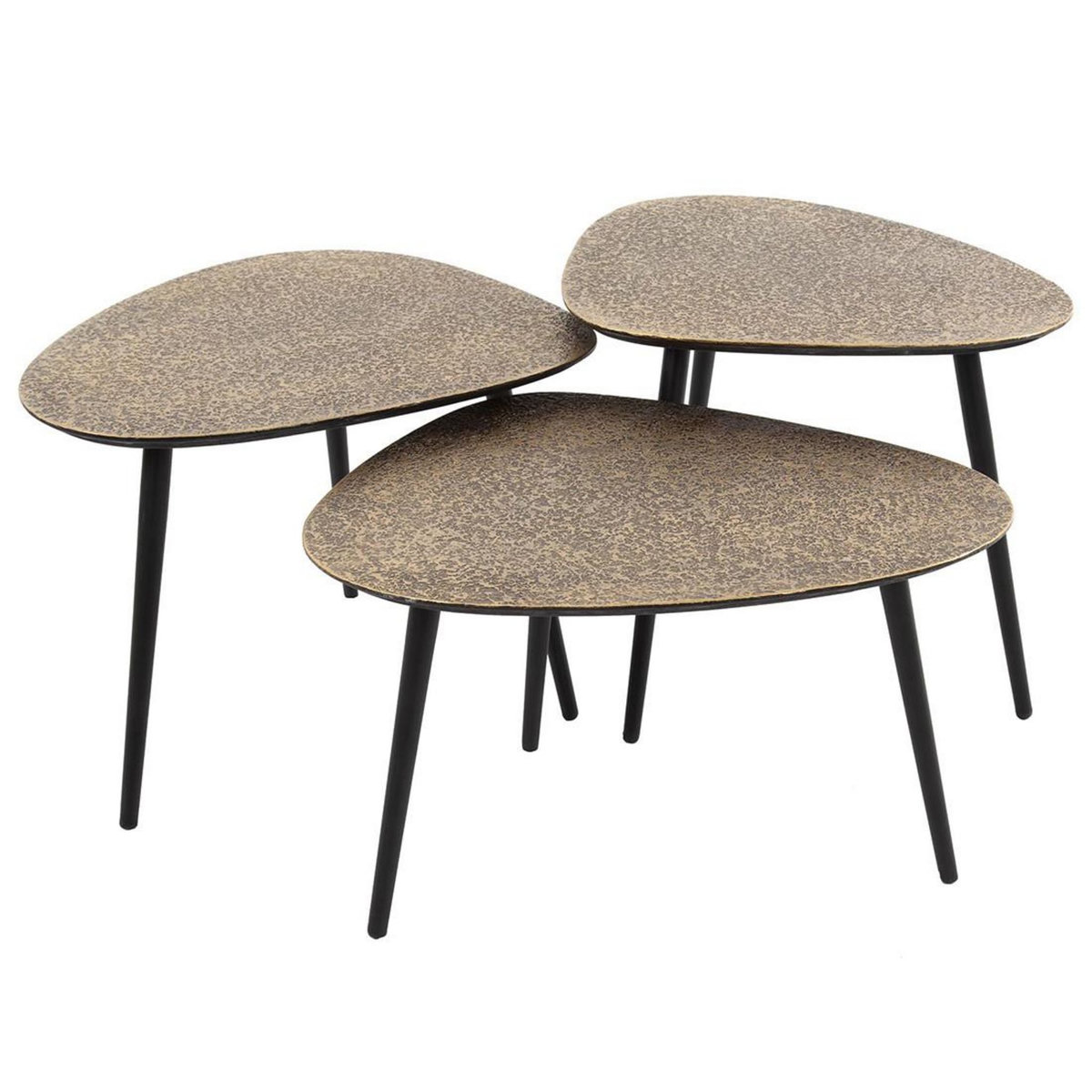 LISA DESIGN Kahoni - lot de 3 tables basses gigognes - doré et noir - 54 cm