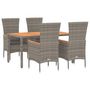 Voir la diapositive 3 : VIDAXL Ensemble a manger de jardin 5 pcs coussins gris resine tressee