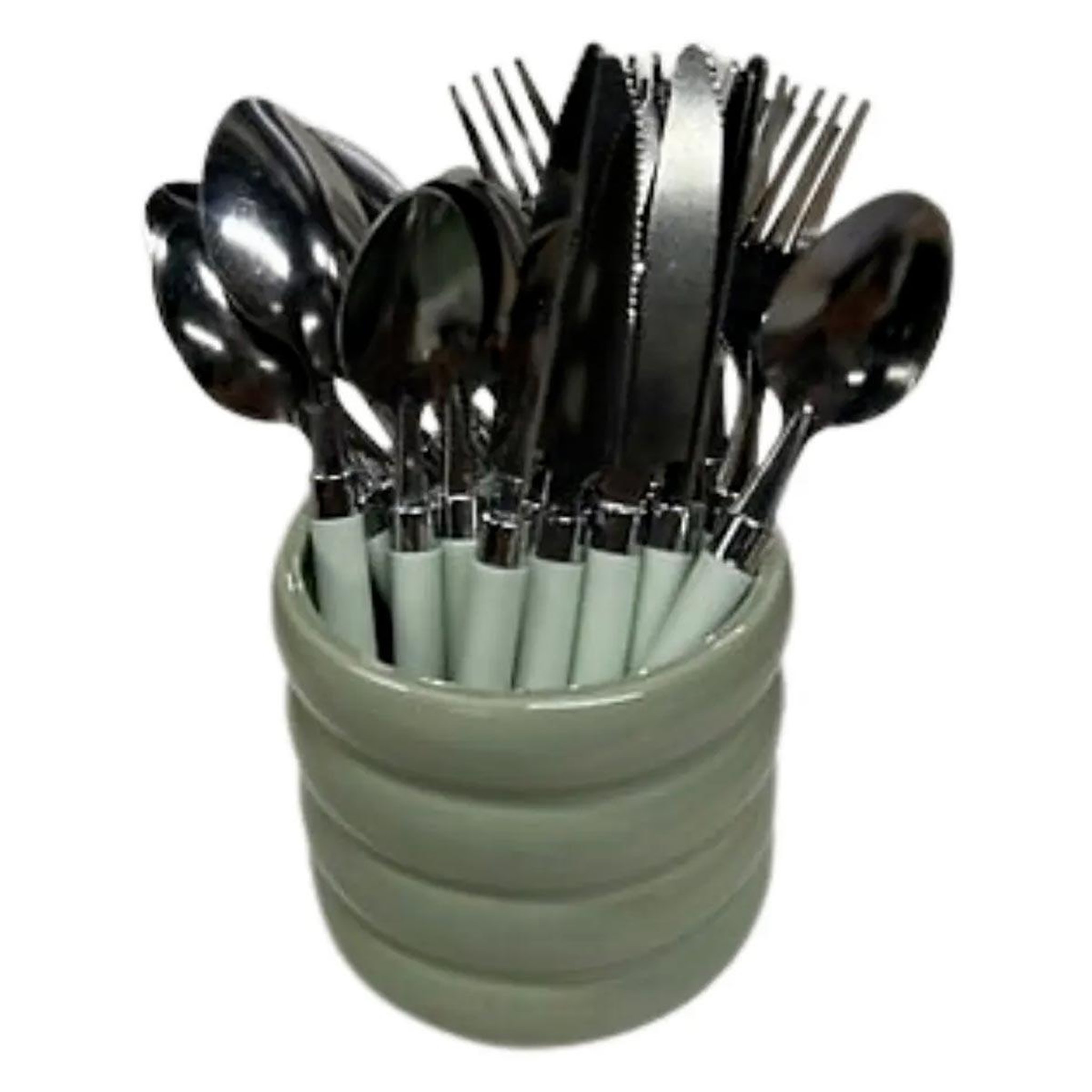 SECRET DE GOURMET Ménagère 24 Pièces Avec Rack  Elsa  20cm Vert