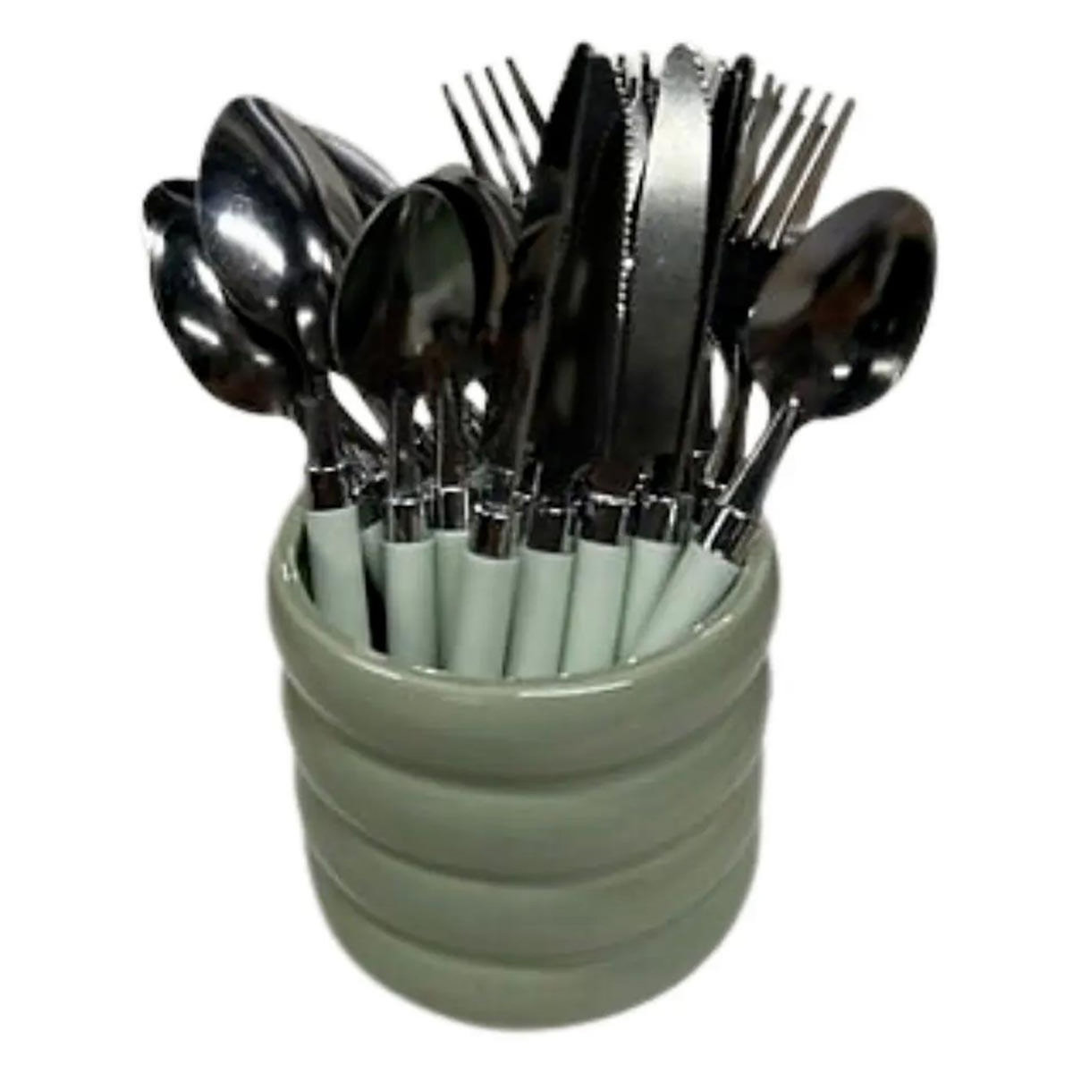 SECRET DE GOURMET Ménagère 24 Pièces Avec Rack  Elsa  20cm Vert