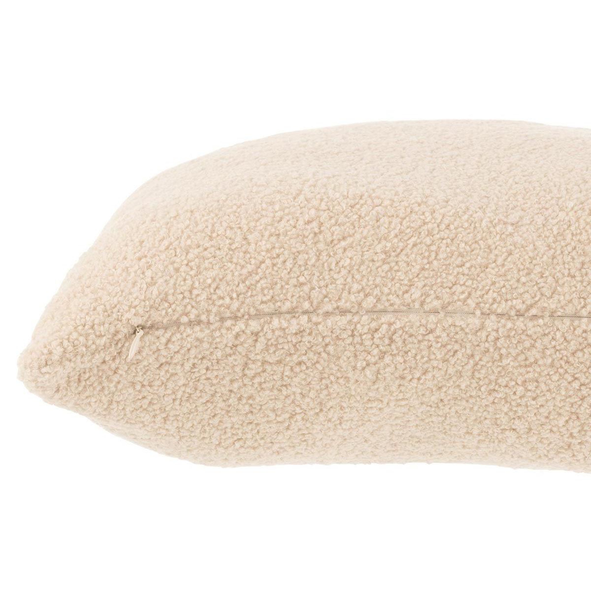 Voir la diapositive 2 : J-LINE Coussin déco bouclette  teddy  45x45cm beige
