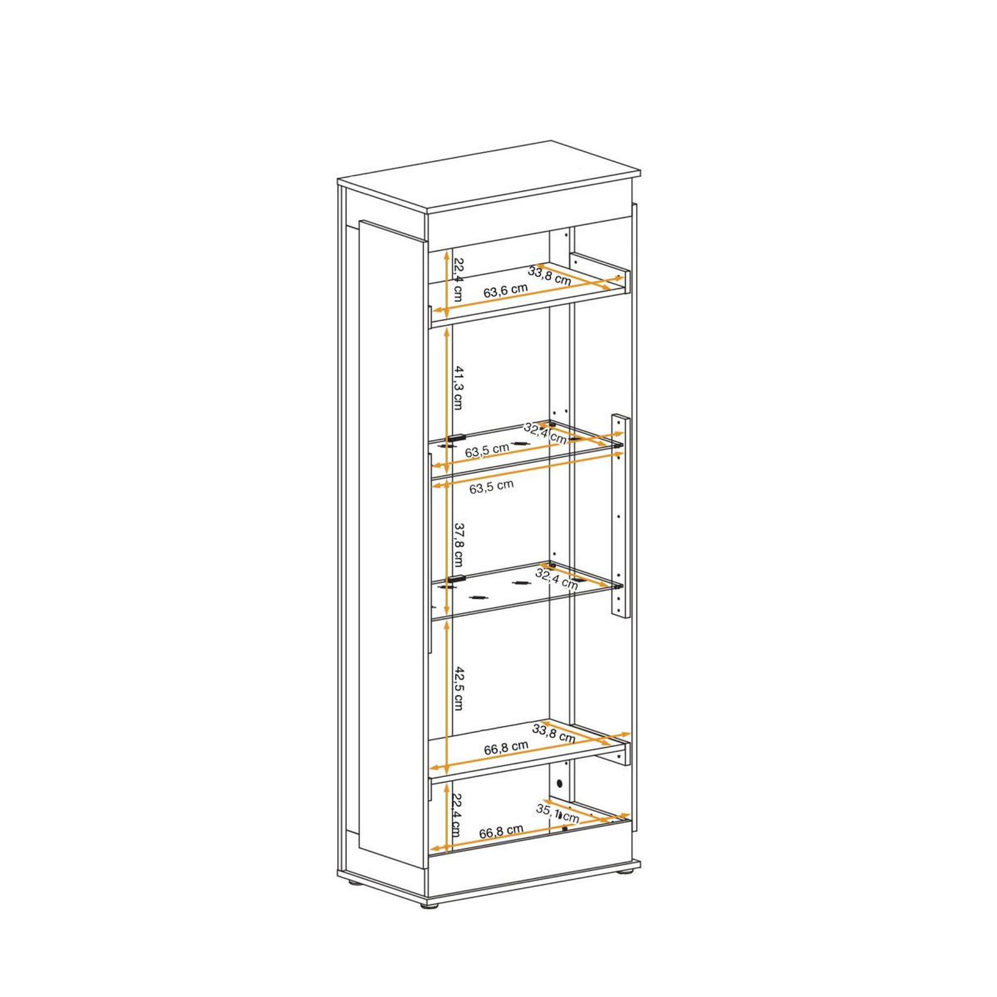 Voir la diapositive 4 : Paris Prix Vitrine à Led 4 Niveaux  Berlin  191cm Gris & Naturel