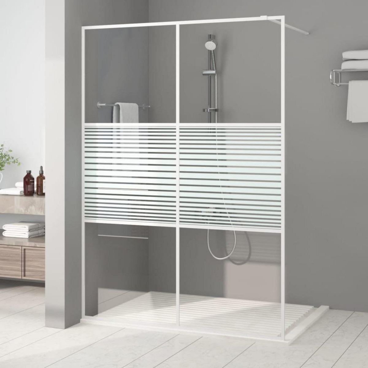 VIDAXL Paroi de douche Blanc 140x195 cm Verre ESG transparent