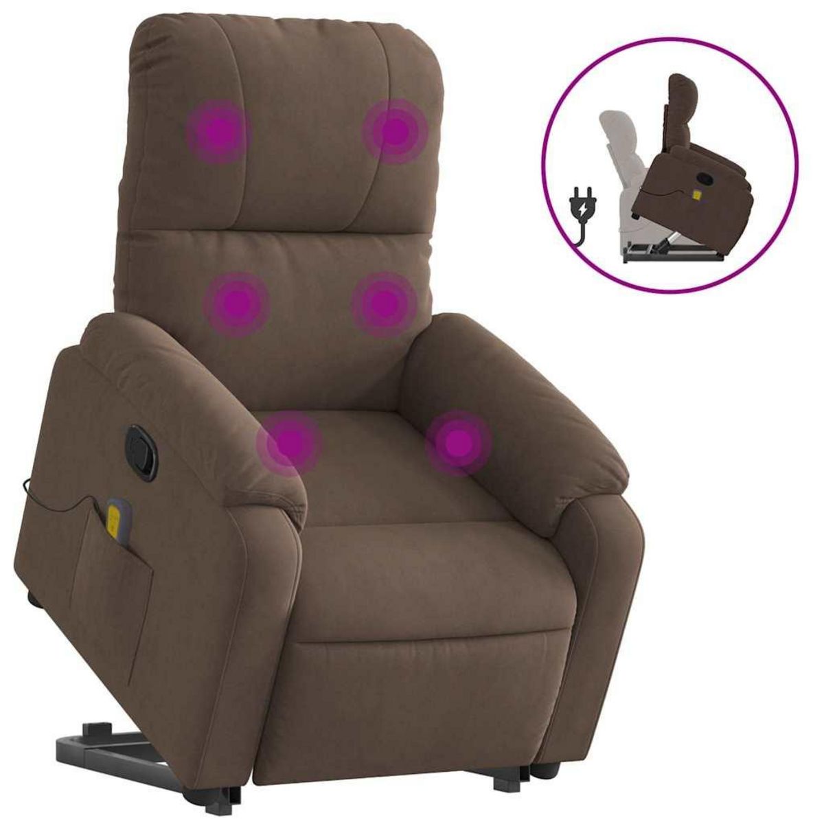 VIDAXL Fauteuil inclinable de massage marron tissu microfibre