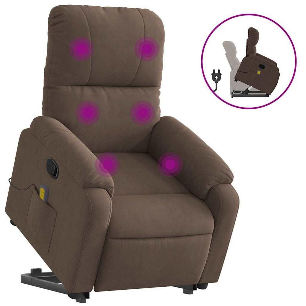 VIDAXL Fauteuil inclinable de massage marron tissu microfibre