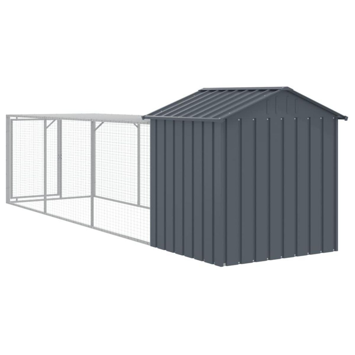 VIDAXL Poulailler avec cour anthracite 117x405x123 cm acier galvanise