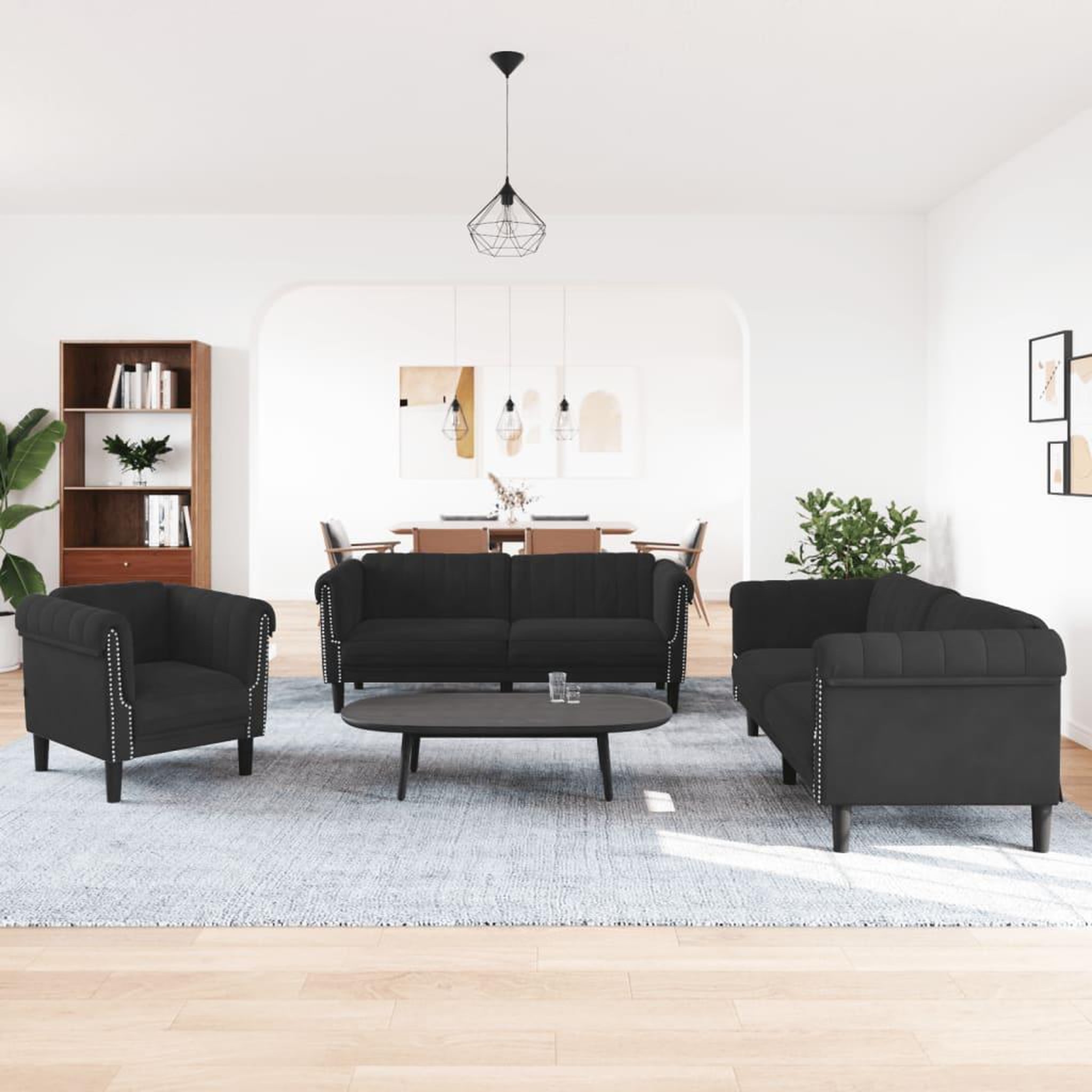 Voir la diapositive 3 : VIDAXL Ensemble de canapes 3 pcs noir velours