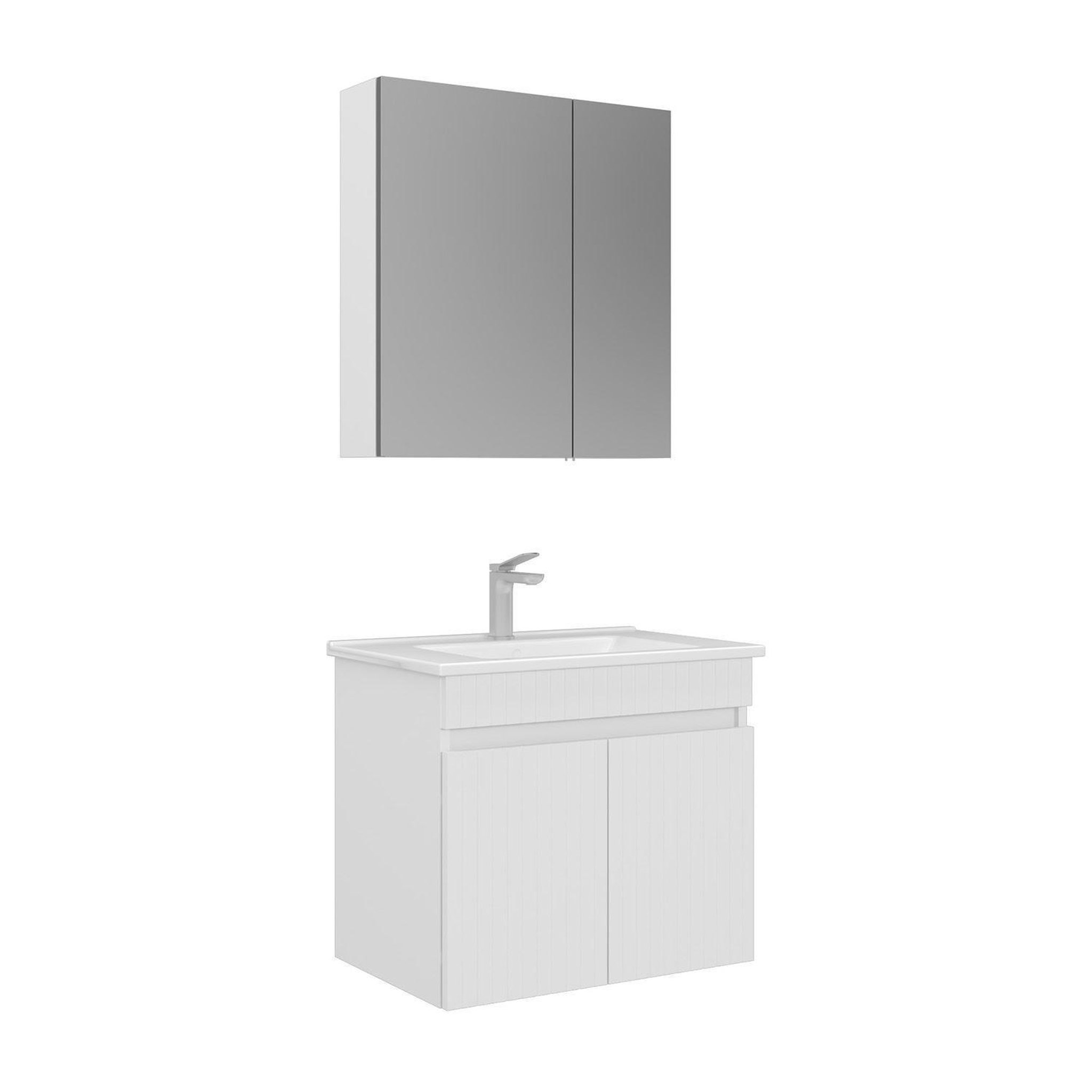 Habitat et Jardin Meuble avec simple vasque et miroir  Tivoli 65  - 65 x 45 x 57 cm - Matte White