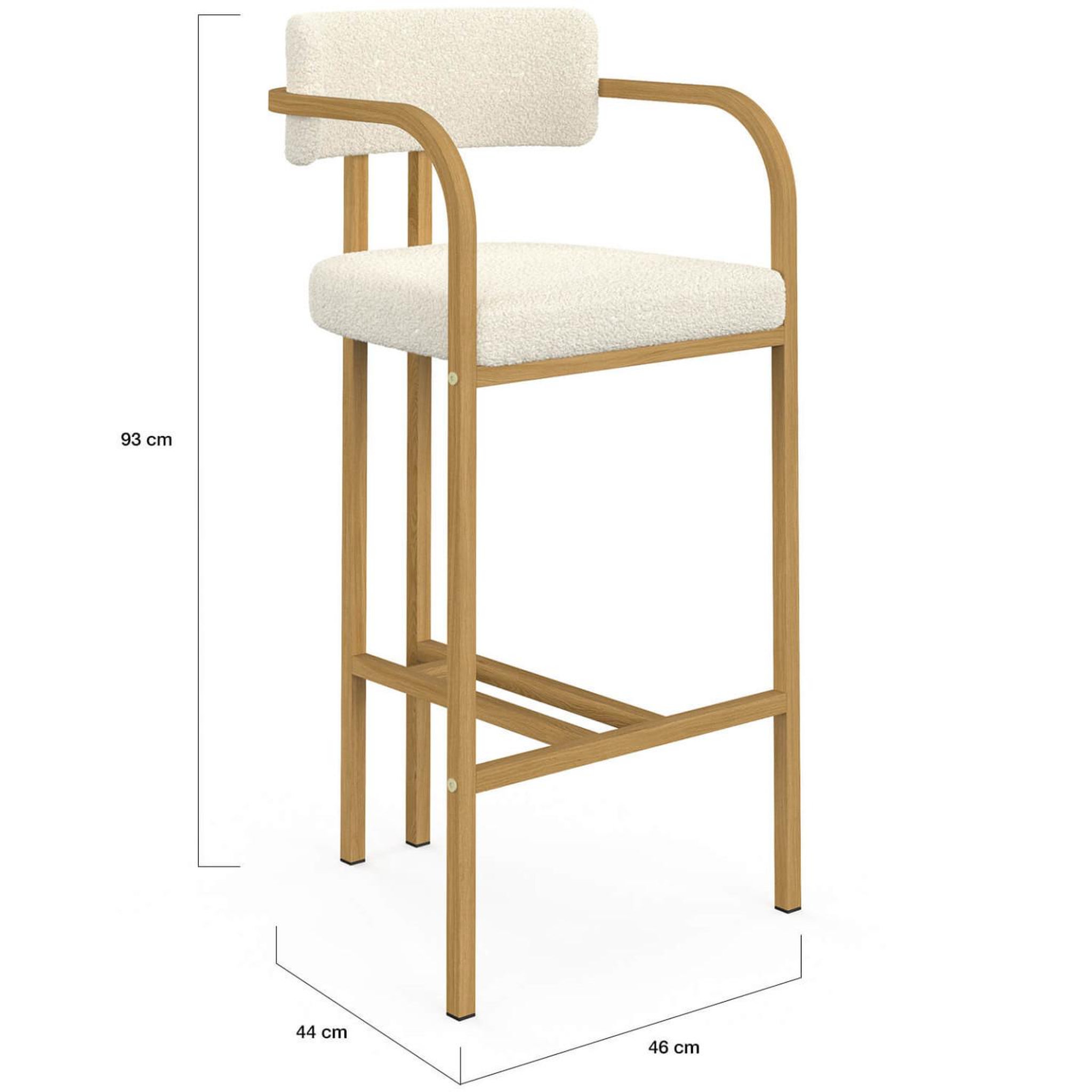 Voir la diapositive 5 : ID MARKET Lot de 4 tabourets de bar ESMA en métal effet bois et tissu bouclette avec accoudoirs