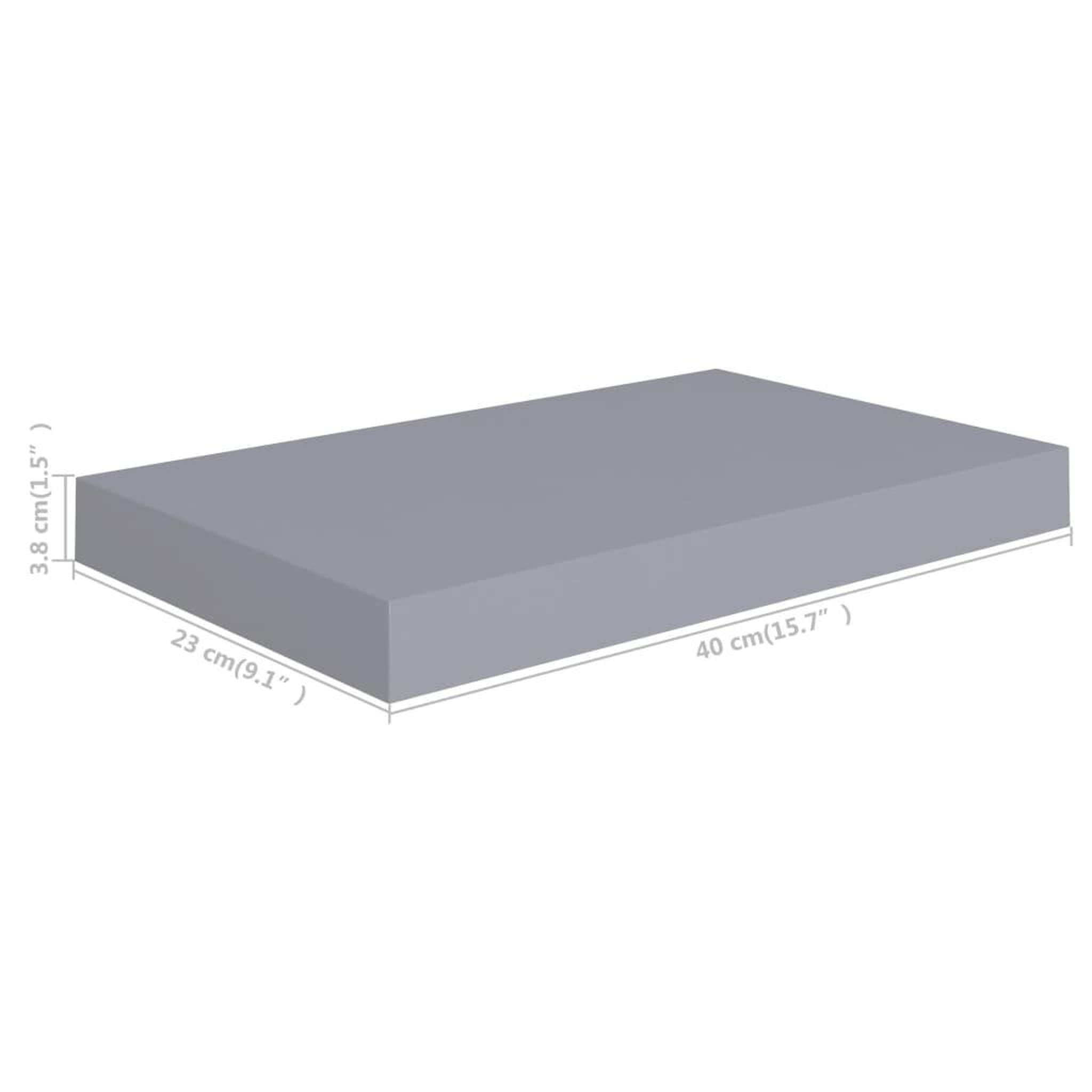 Voir la diapositive 6 : VIDAXL Etageres murales flottantes 2 pcs Gris 40x23x3,8 cm MDF