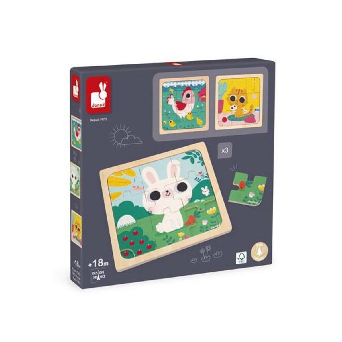 Juratoys - Janod Puzzle Janod Trio 9 pièces