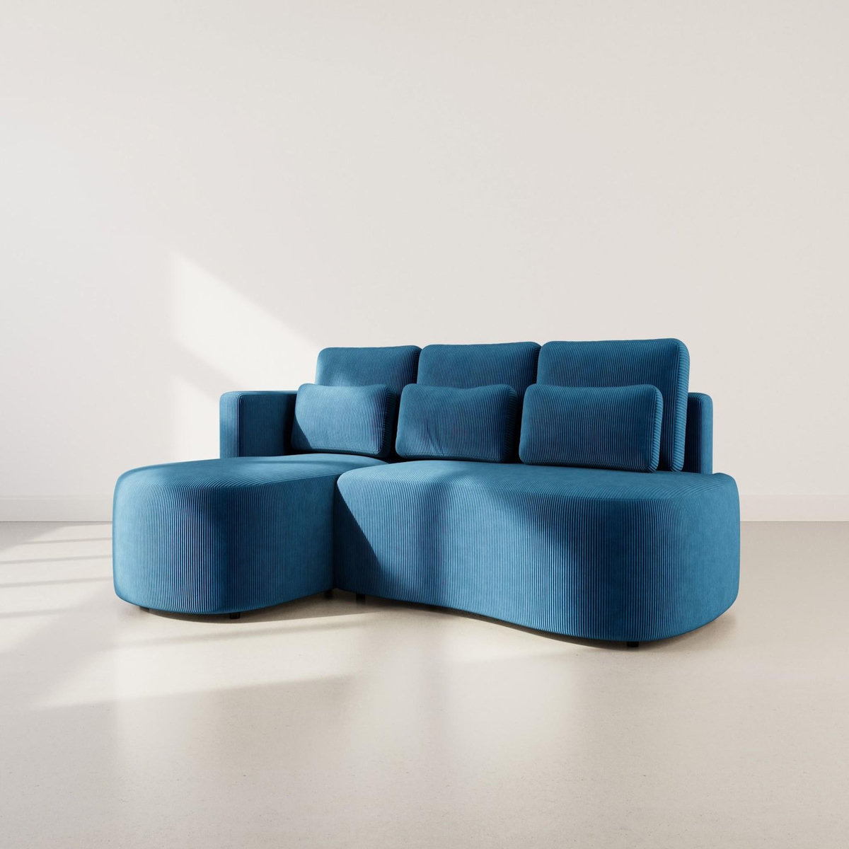 LISA DESIGN Mahina - canapé d'angle gauche 4 places convertible avec coffre en velours côtelé