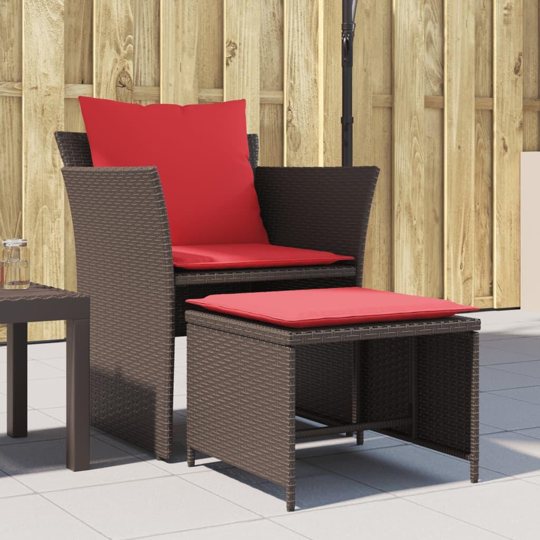 VIDAXL Chaise de jardin avec tabouret marron resine tressee