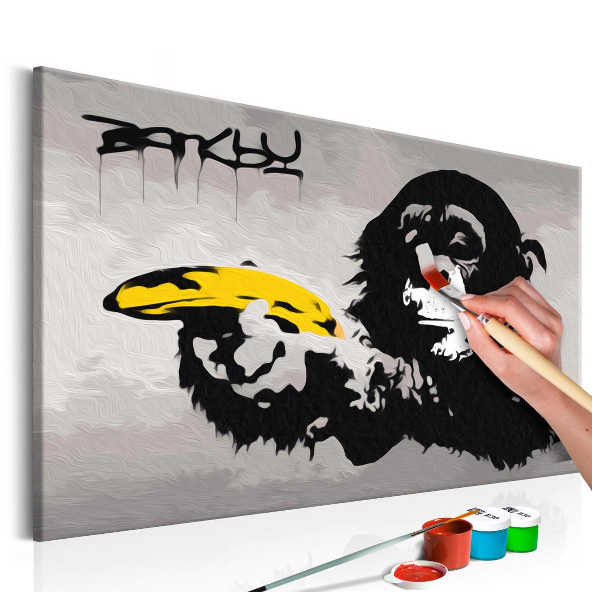 Voir la diapositive 1 : Paris Prix Tableau à Peindre Soi-Même  Singe - Banksy - Street Art Graffiti  40x60cm