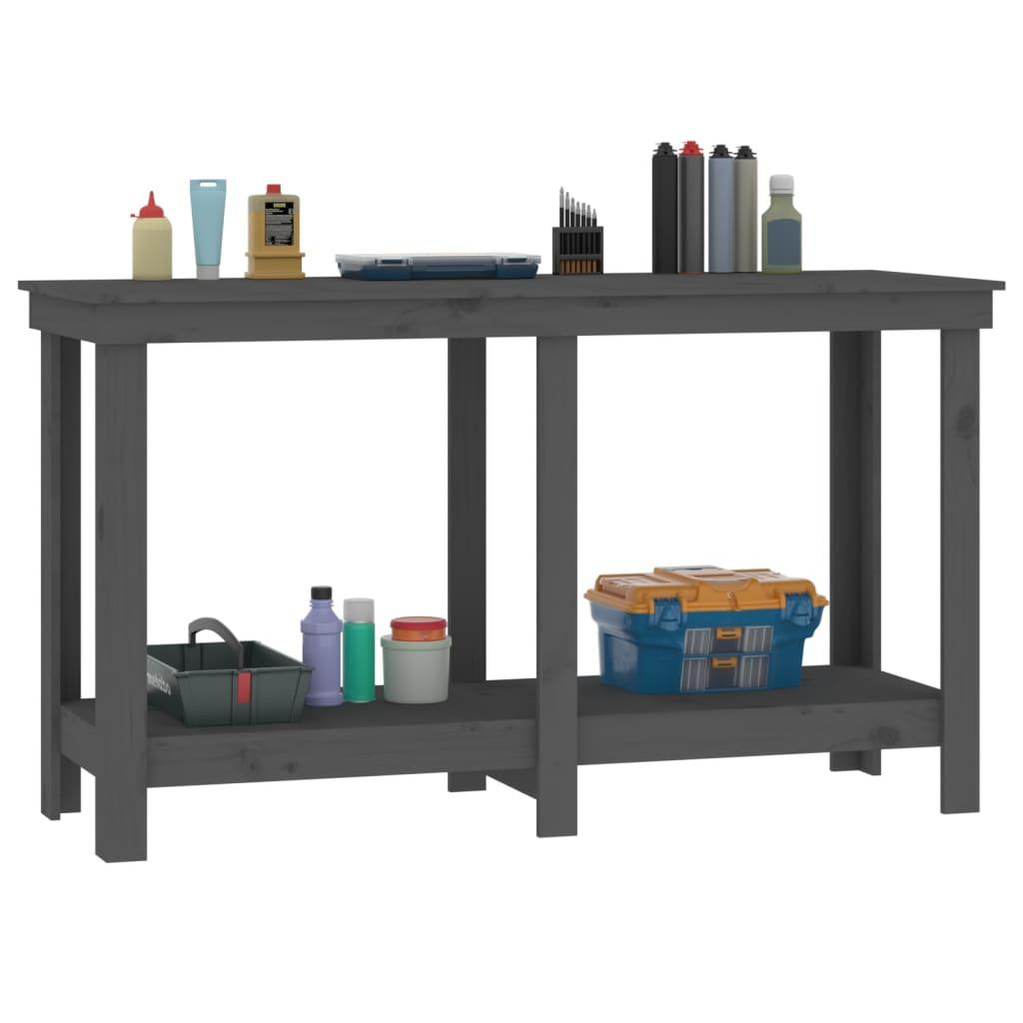 Voir la diapositive 4 : VIDAXL Banc de travail Gris 140x50x80 cm Bois de pin massif