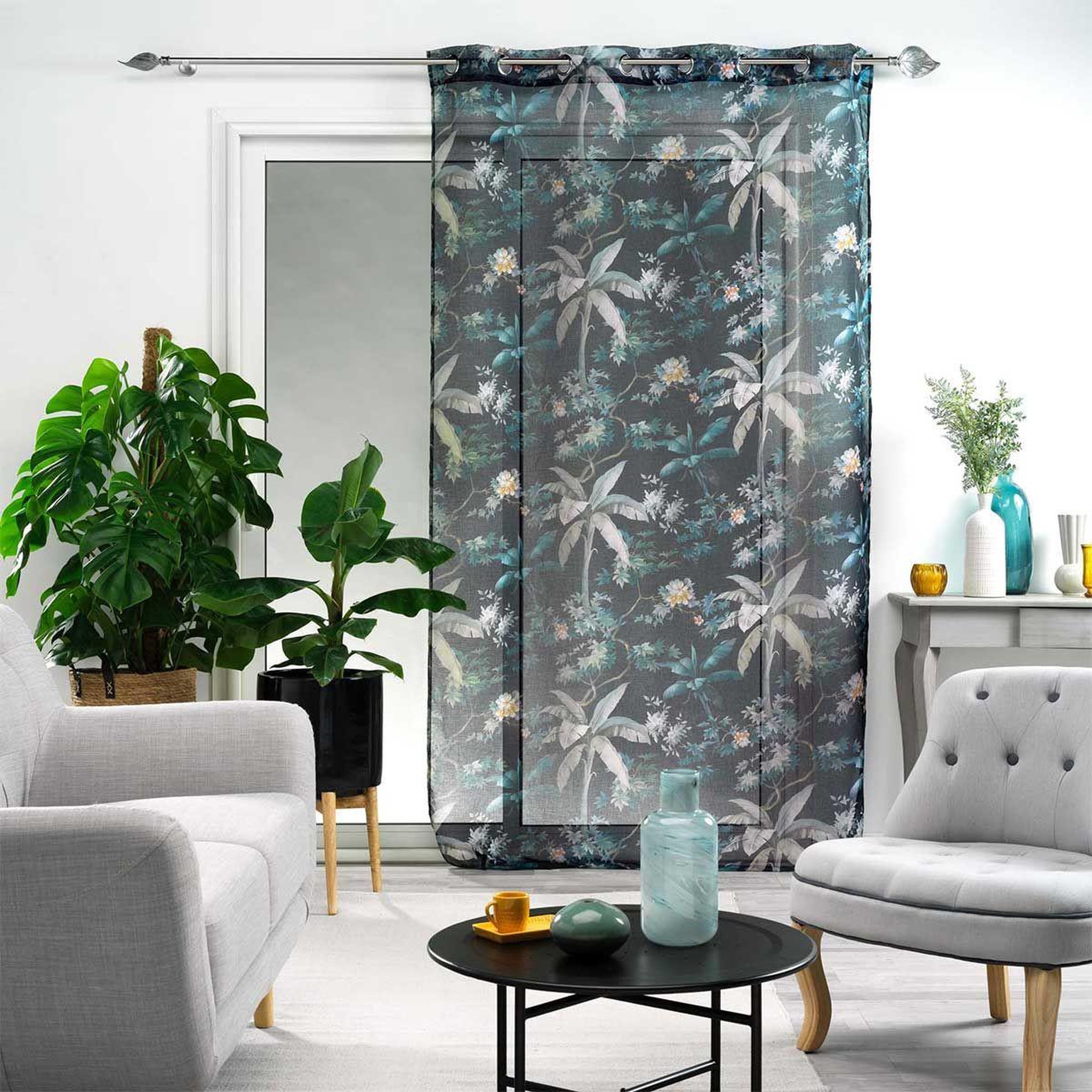 Voir la diapositive 3 : Douceur d'Intérieur Rideau voilage à œillets  fabulous  140x280cm bleu