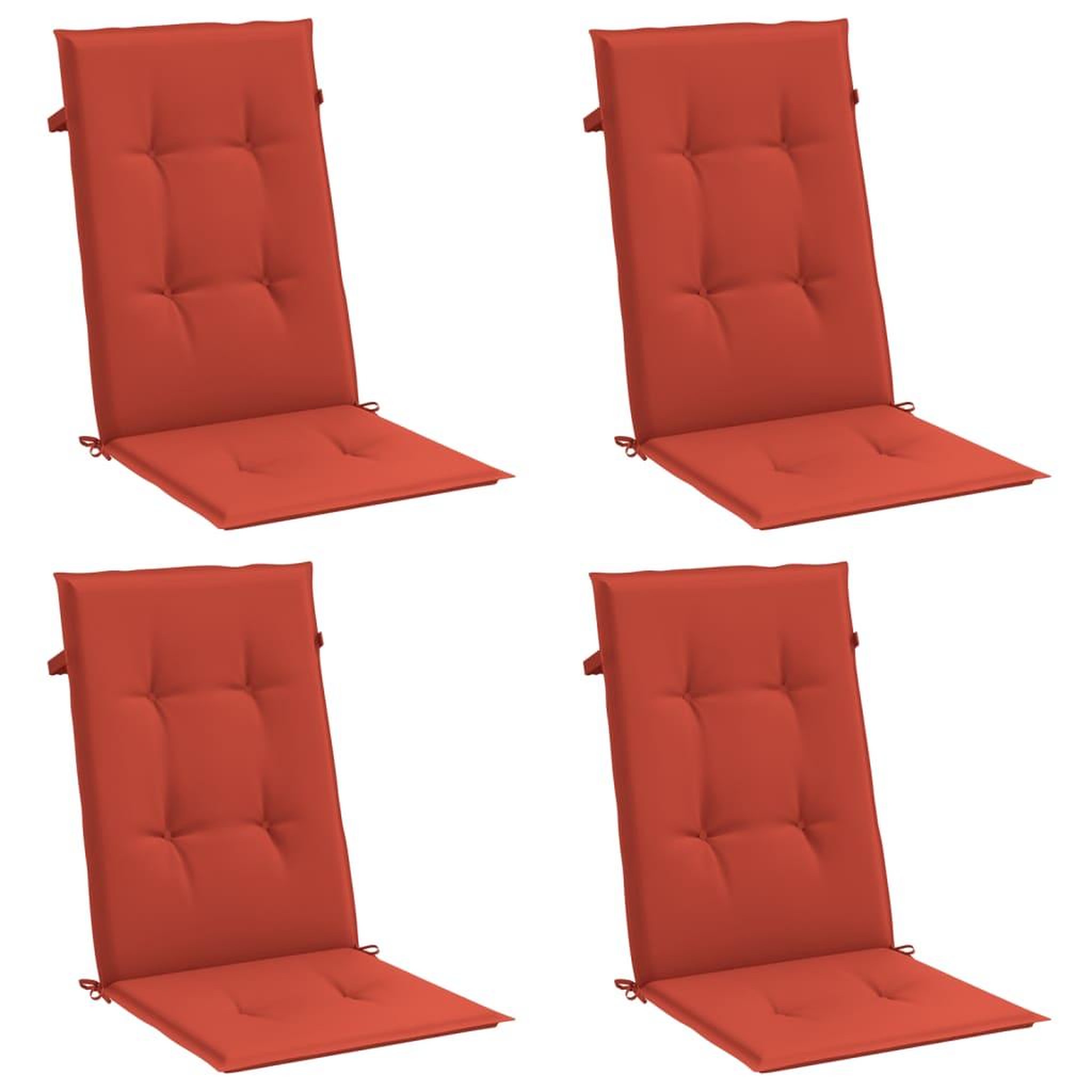 Voir la diapositive 3 : VIDAXL Coussins de chaise a dossier haut lot de 4 rouge melange tissu