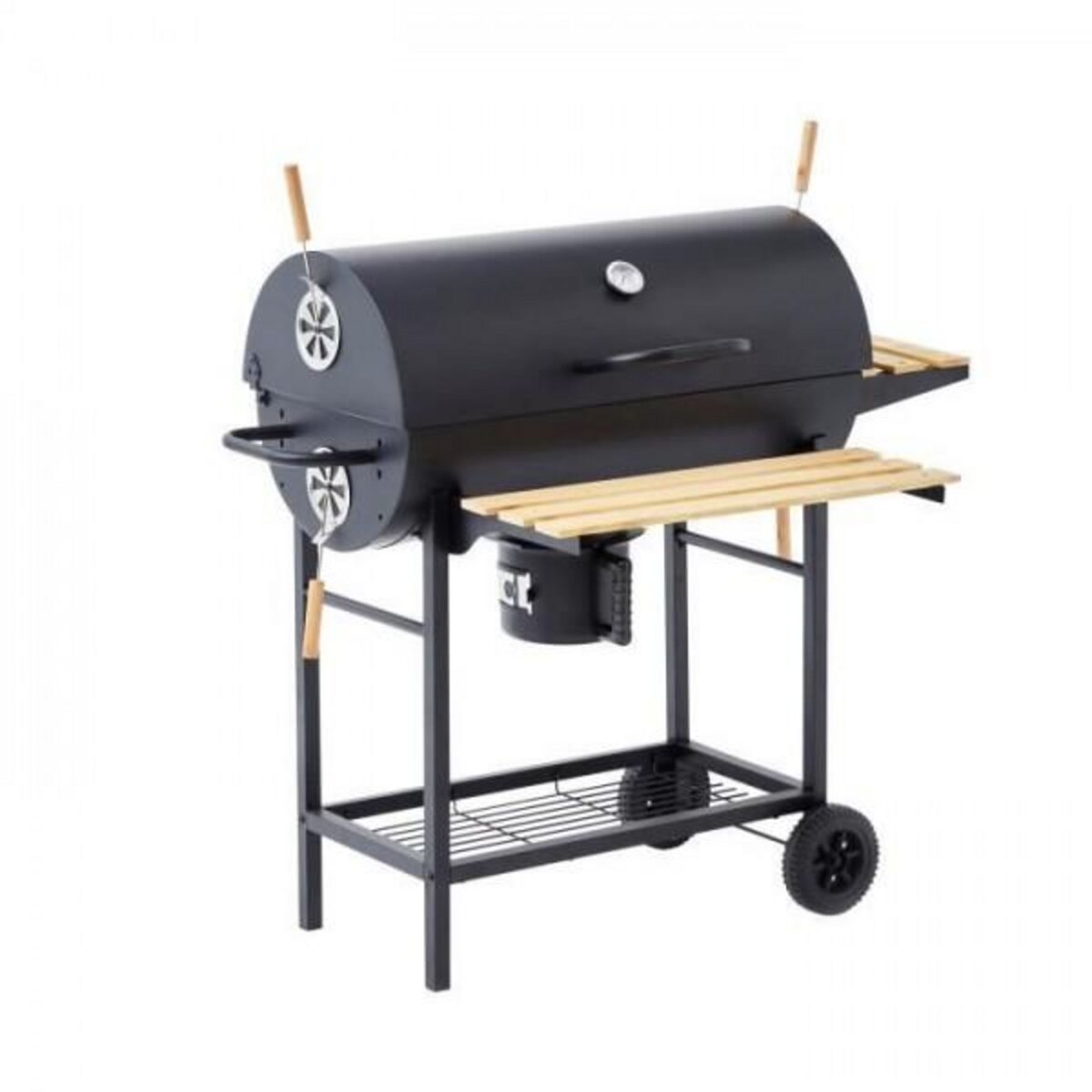 AAAAA Barbecue a charbon MIKE - 2 grilles acier chromé - Surface de cuisson : 71 x 35 cm - Noir