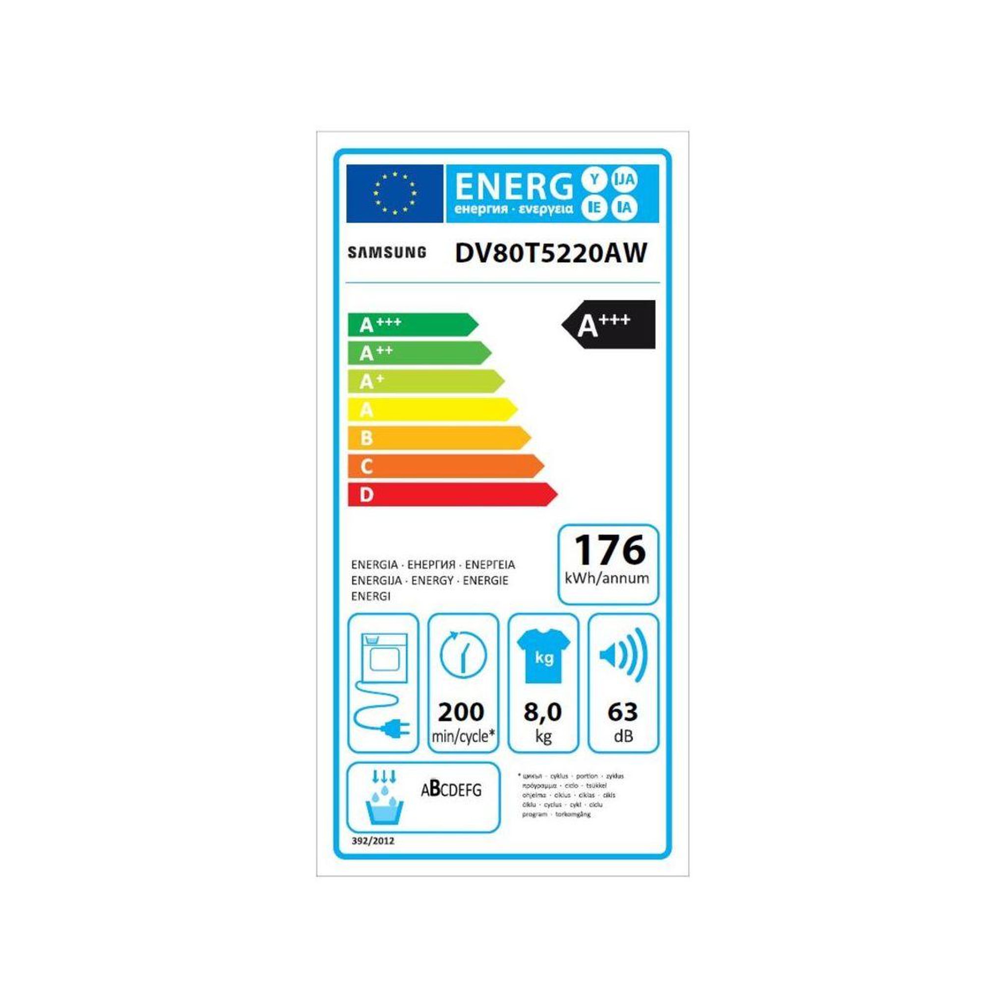 Voir la diapositive 6 : Samsung Sèche linge pompe à chaleur DV80T5220AW