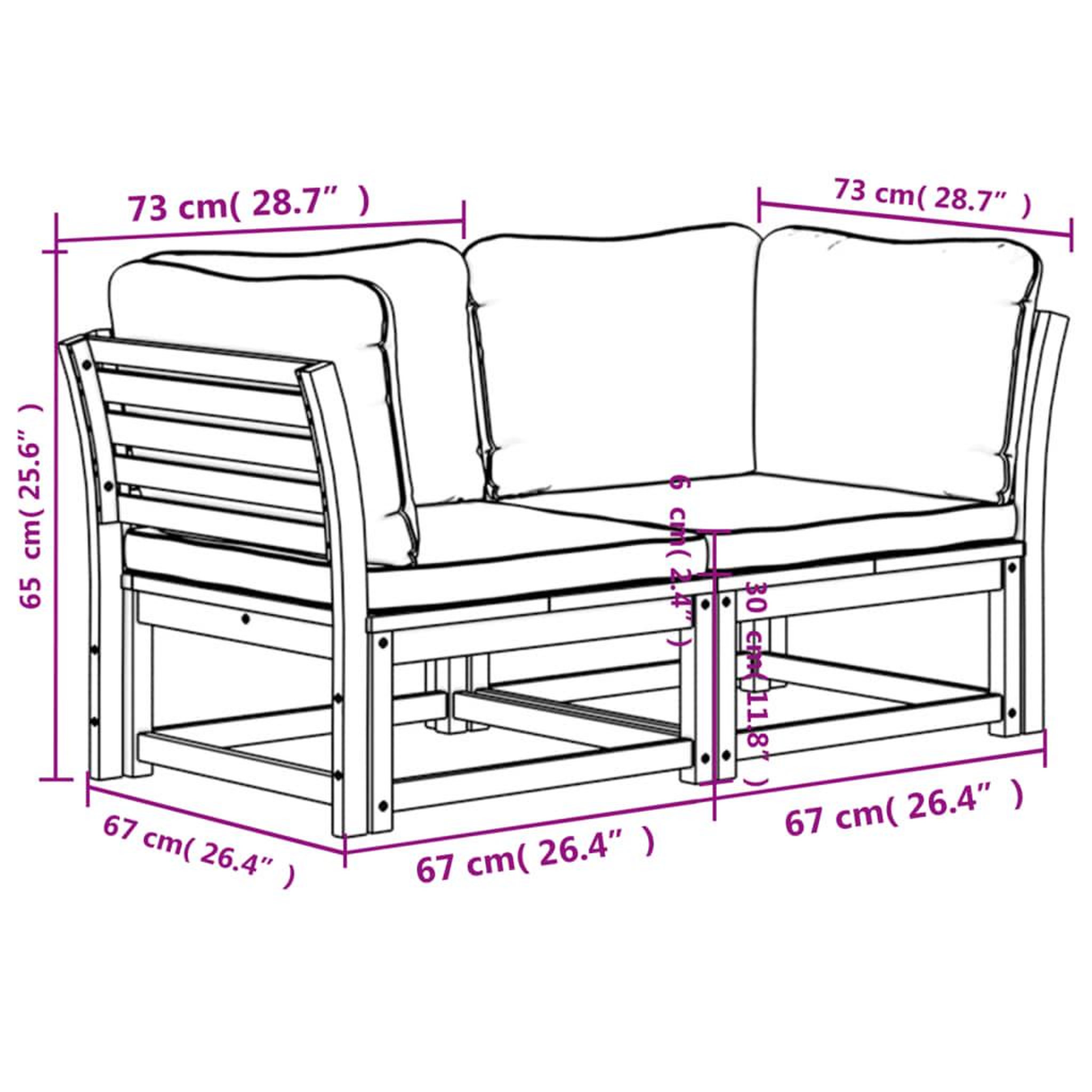Voir la diapositive 5 : VIDAXL Canape de jardin avec coussins 2 places bois massif d'acacia