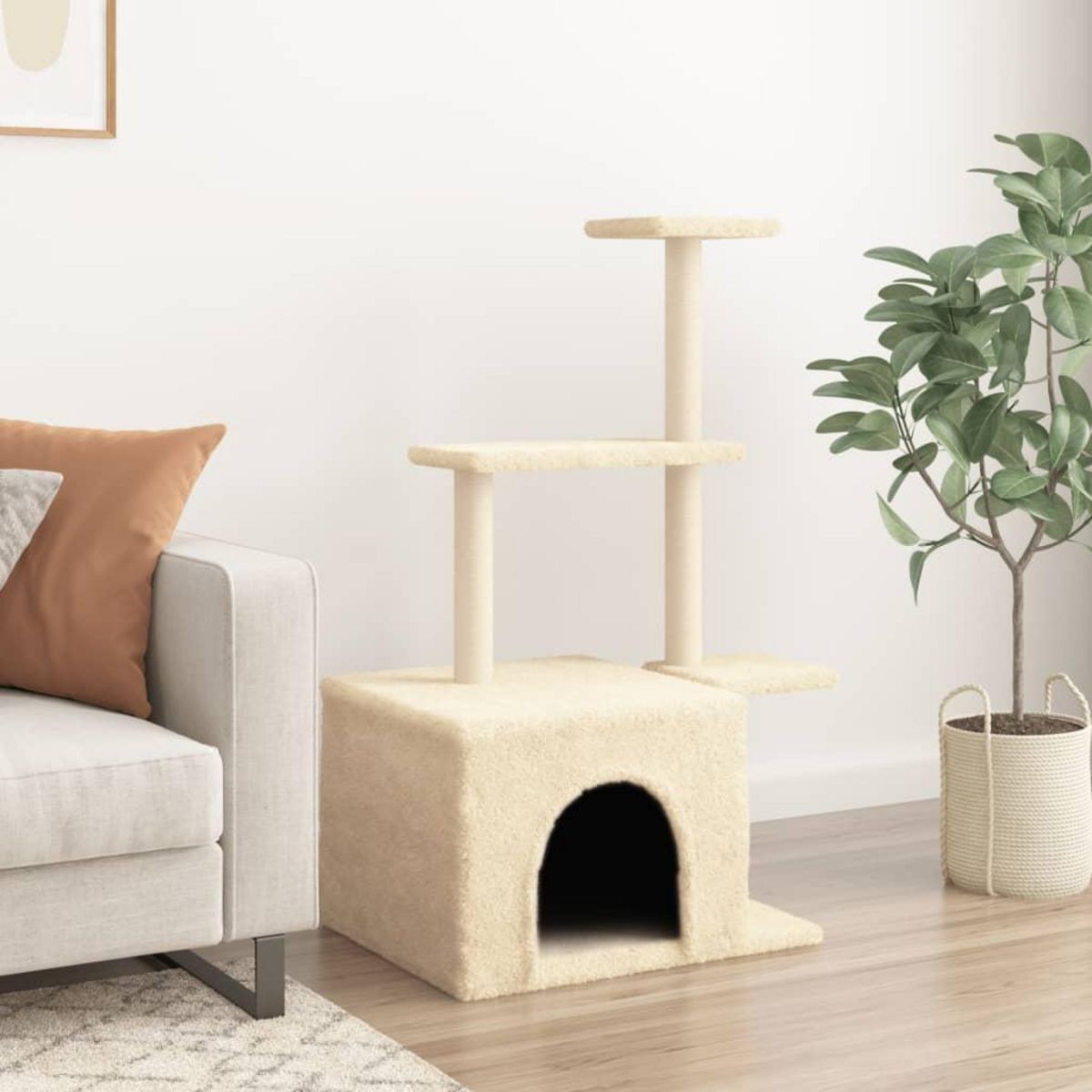 VIDAXL Arbre a chat avec griffoirs en sisal creme 110 cm