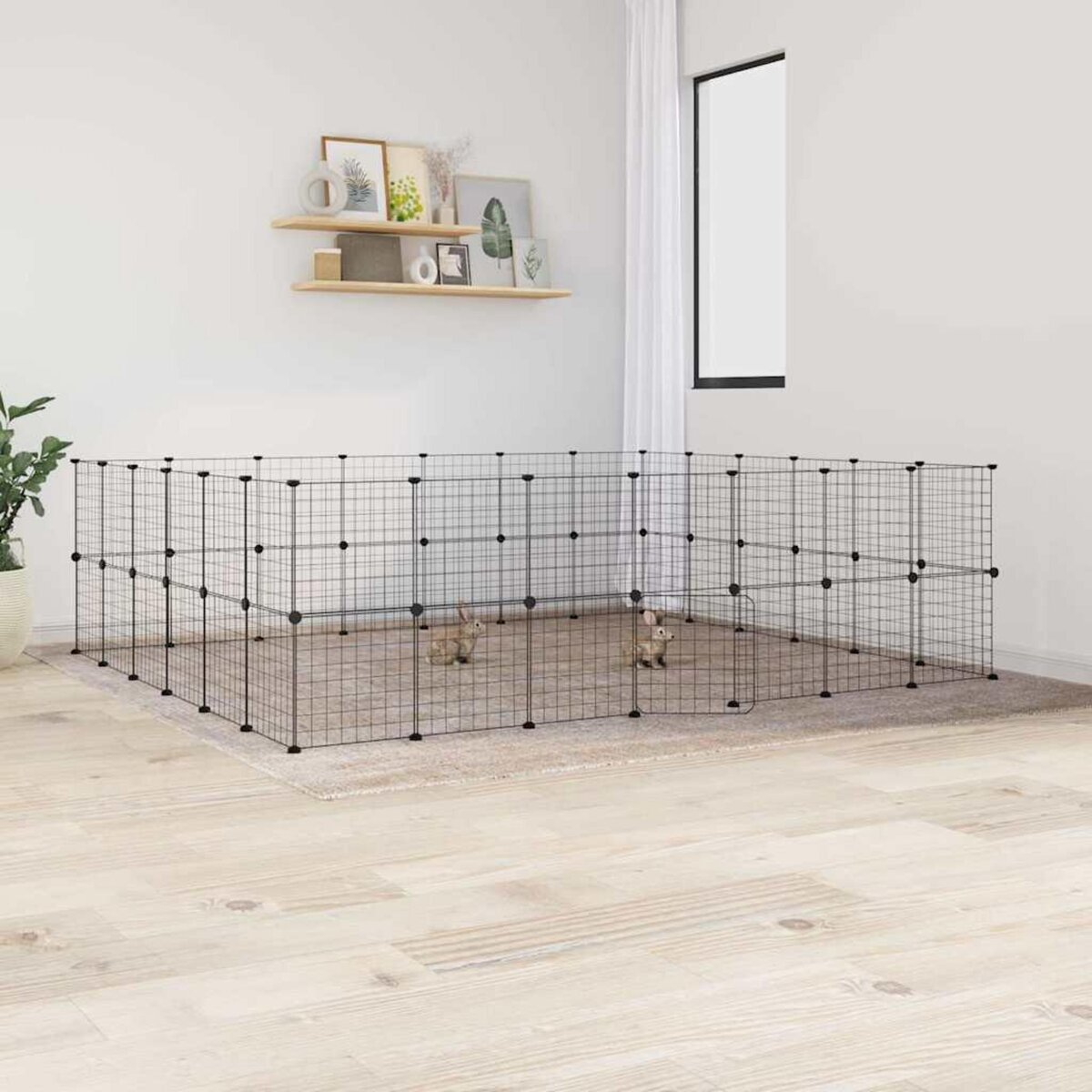 VIDAXL Cage animaux de compagnie a 52 panneaux et porte Noir 35x35 cm