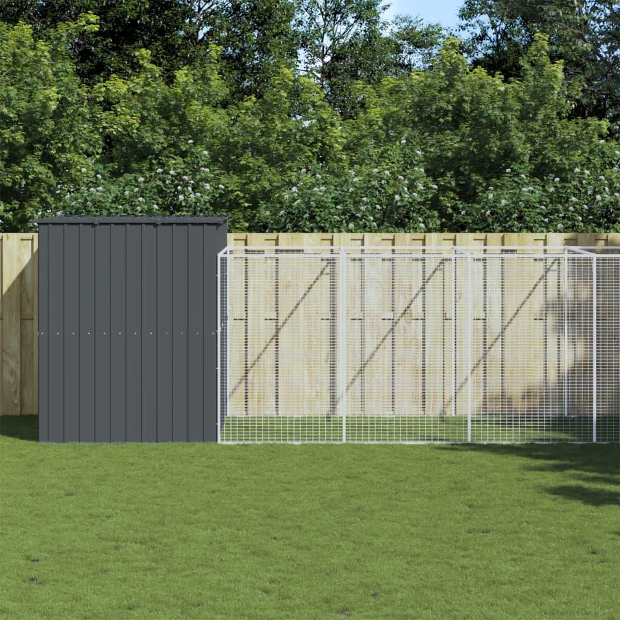 VIDAXL Niche pour chien avec cour anthracite 214x865x181 cm