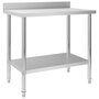 Voir la diapositive 1 : VIDAXL Table de travail de cuisine avec dosseret 100x60x93 cm Inox