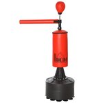 HOMCOM Sac de frappe boxe autoportant punching ball brunier 3 en 1 revêtement synthétique dim. 88L x 48l x 155-205H cm rouge noir