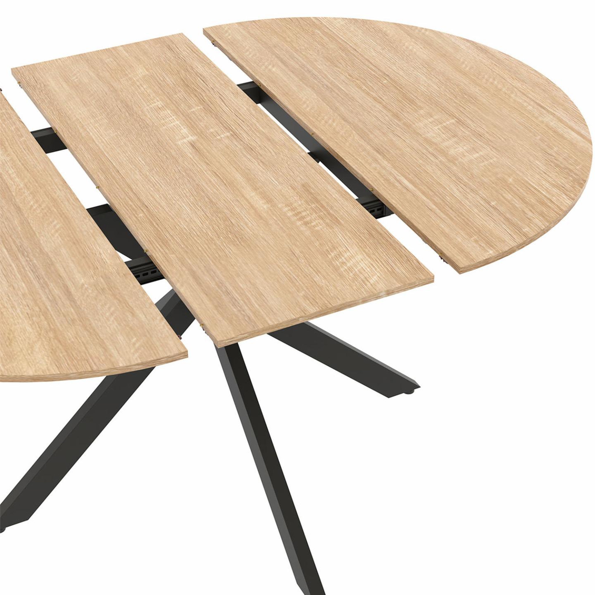 Voir la diapositive 6 : ID MARKET Table à manger extensible ronde alix 4-8 personnes pied araignée bois et noir 110-150 cm