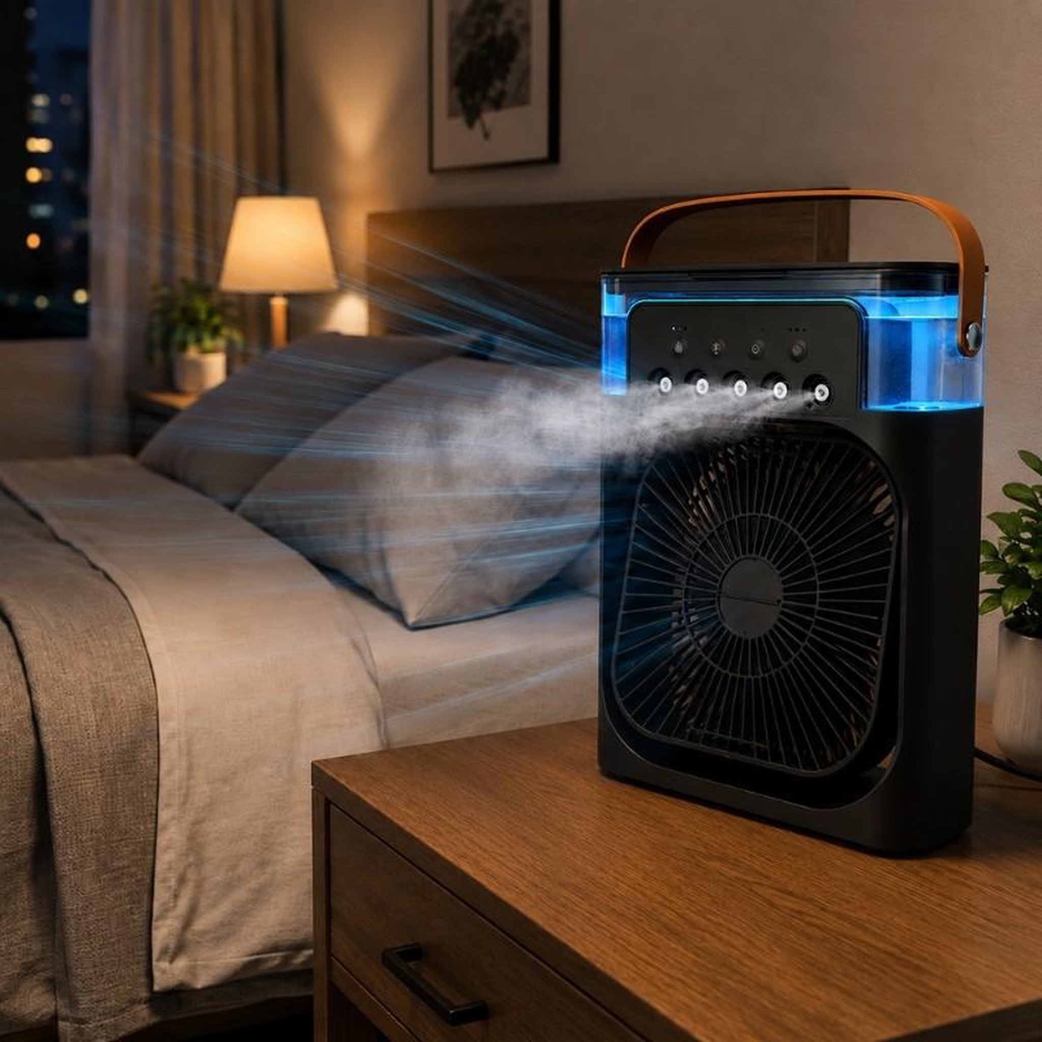 Voir la diapositive 3 : Ventilateur brumisateur de table – usb-c et led