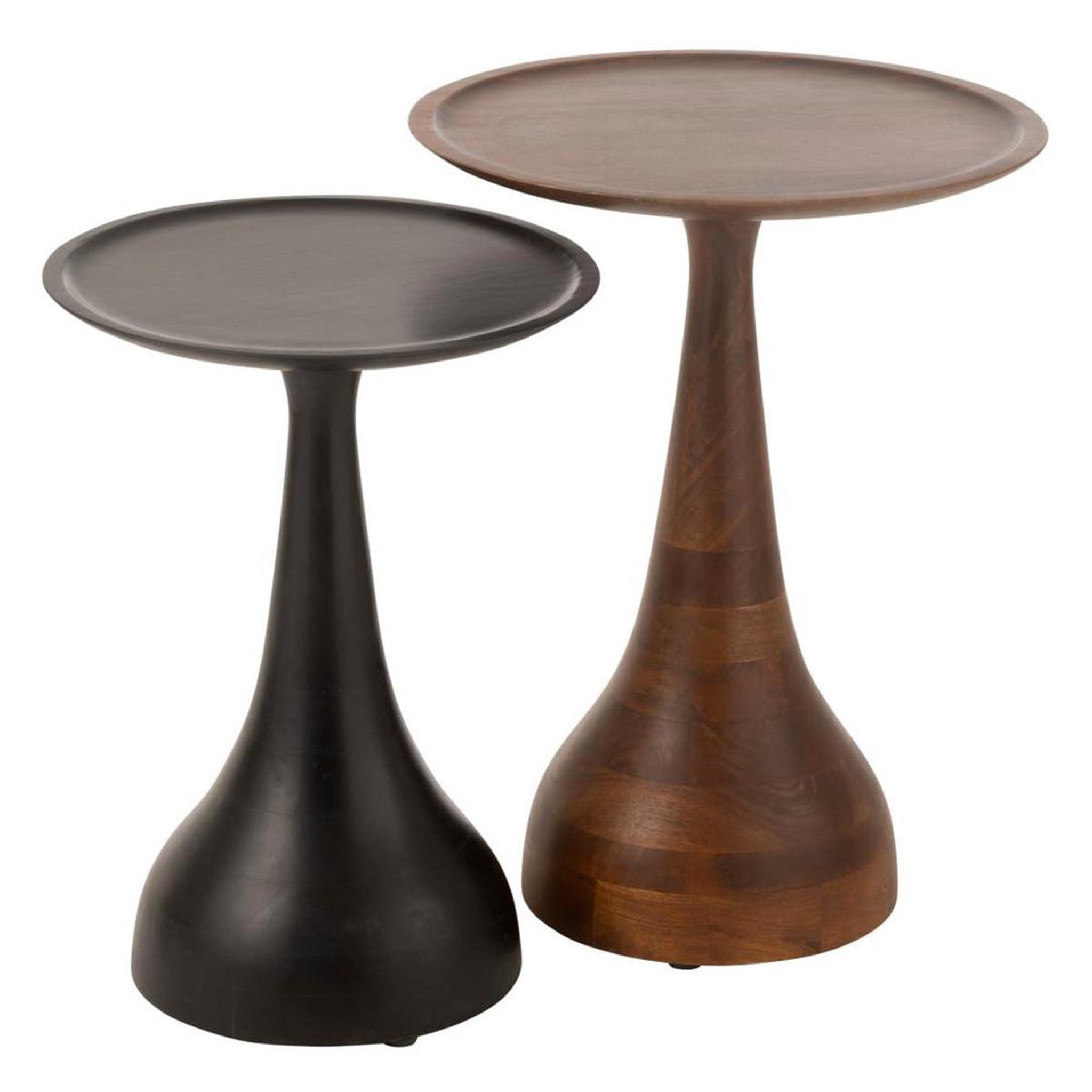 J-LINE Lot de 2 Tables d'Appoint  Paro  59cm Marron & Noir
