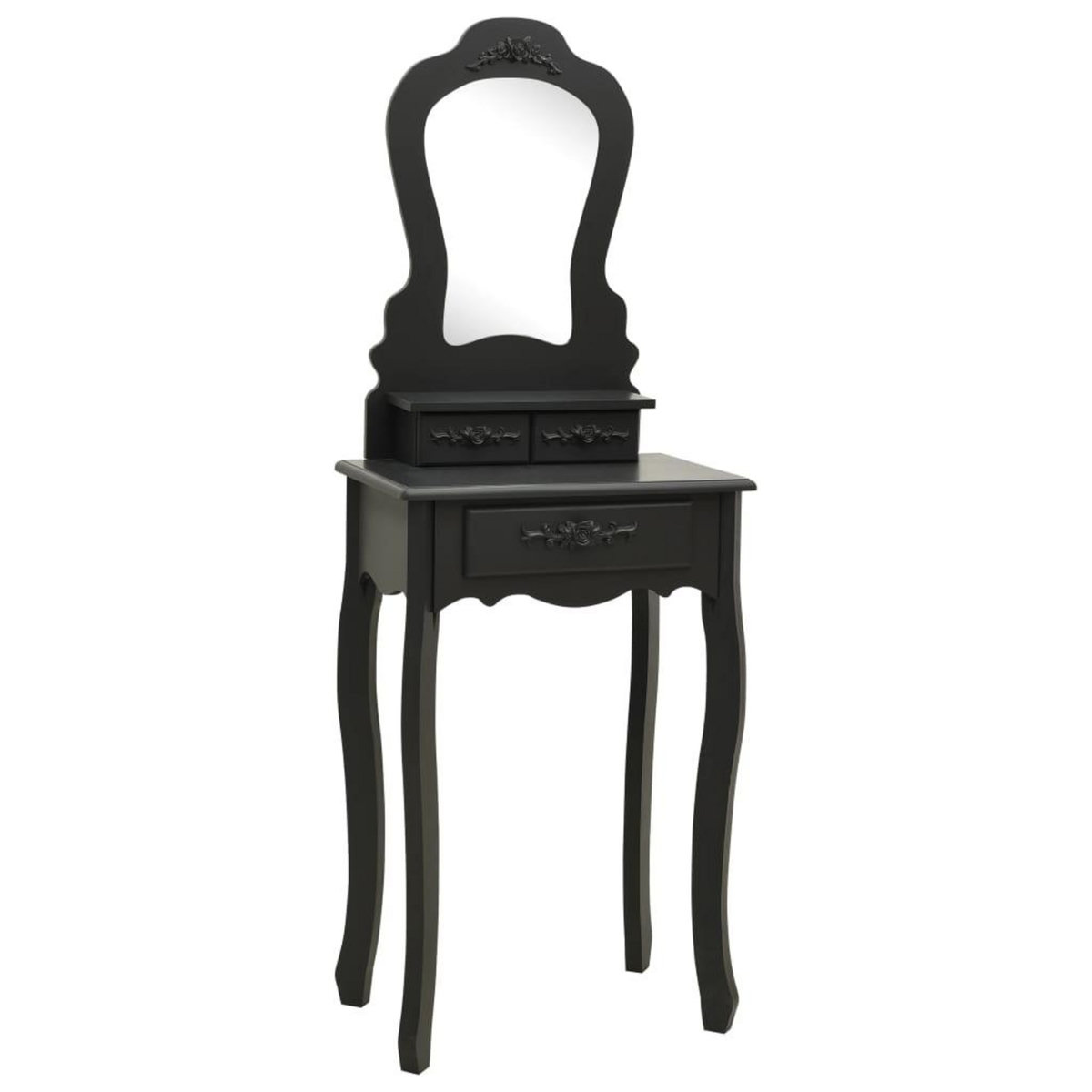 VIDAXL Ensemble de coiffeuse avec tabouret Noir 50x59x136 cm Paulownia