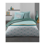 HOME LINGE PASSION HOME LINGE PASSION Parure de couette Louxor - 1 housse de couette 240 x 260 cm + 2 taies 65 x 65 cm - Vert emeraude et blanc