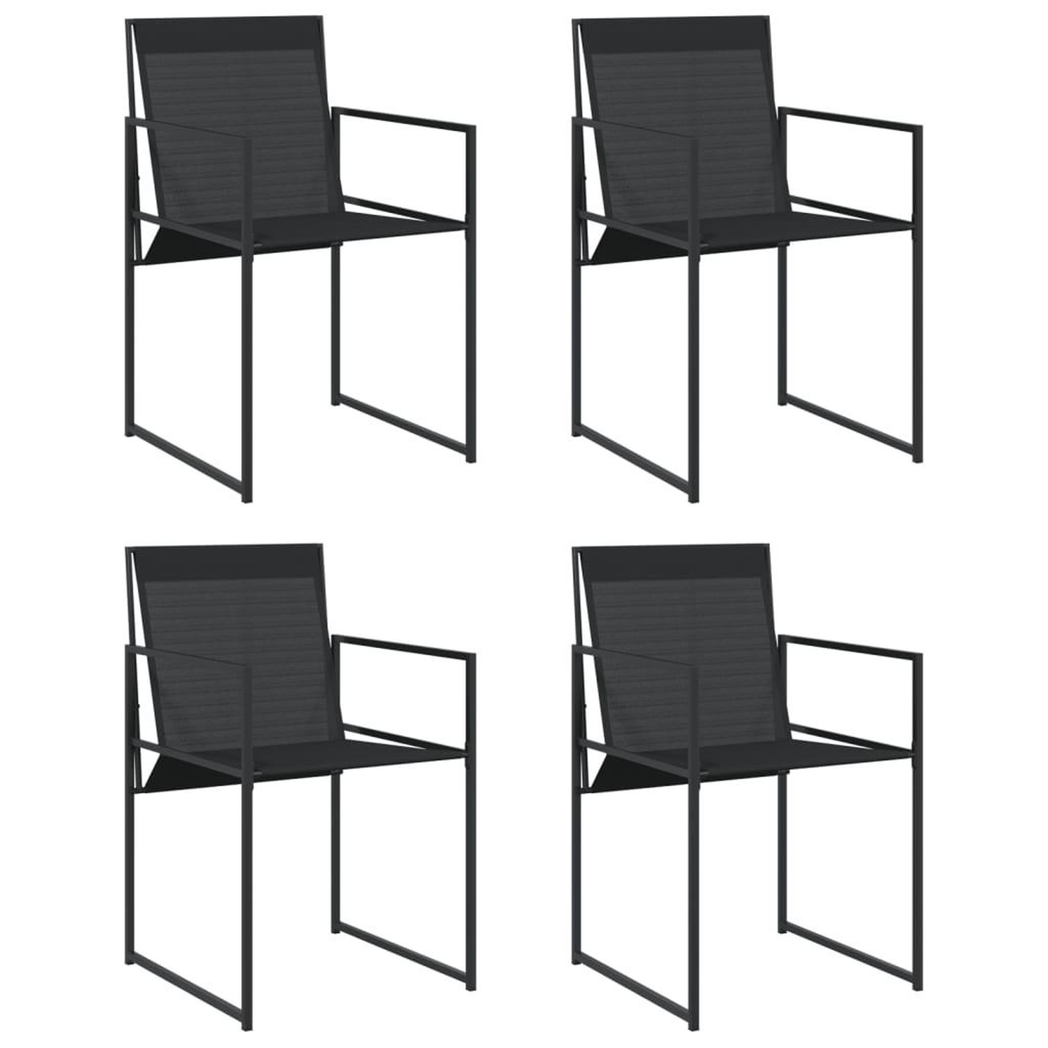 Voir la diapositive 2 : VIDAXL Chaises de jardin 4 pcs noir acier et textilene