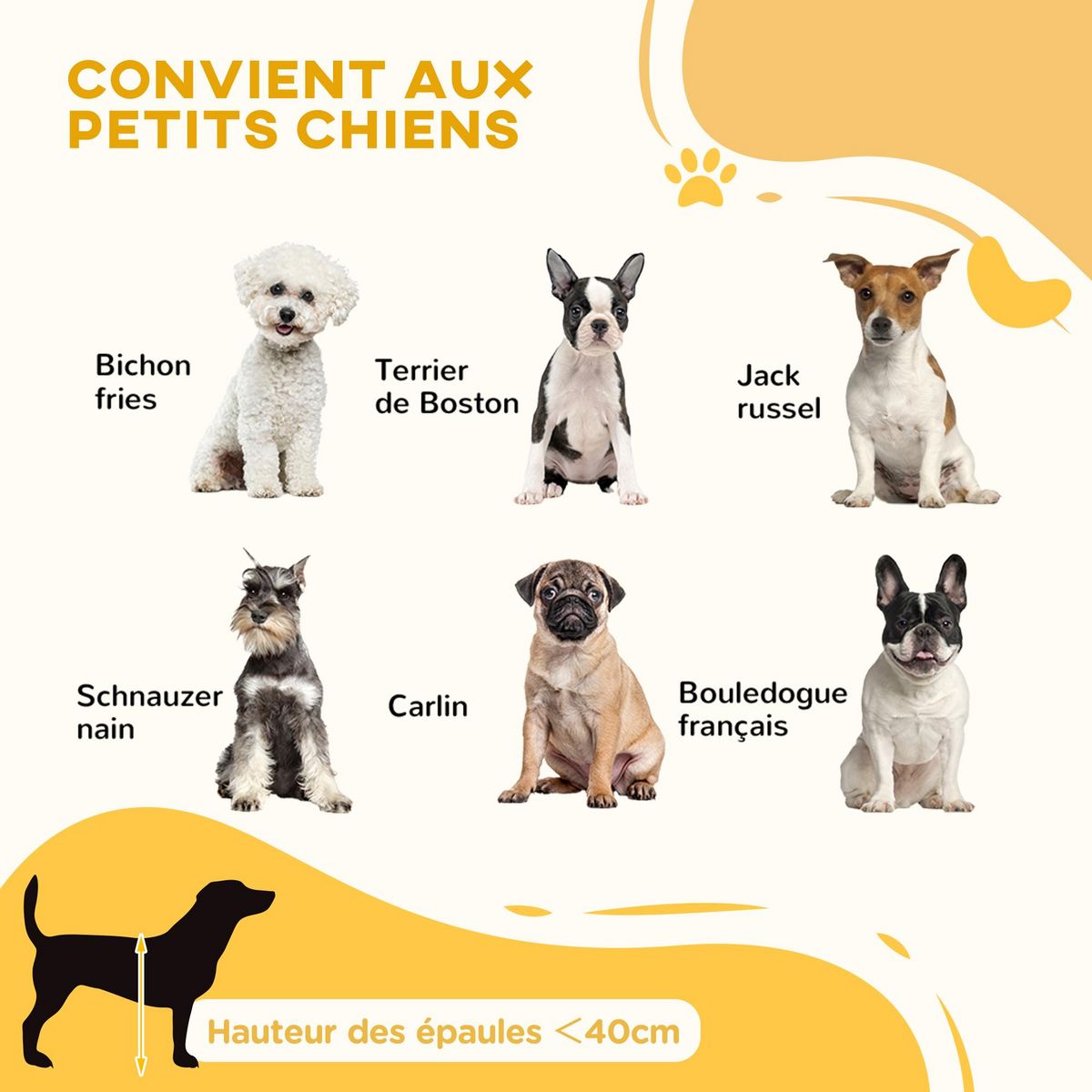 PAWHUT Barrière de sécurité chien 3 panneaux rétractable autoportante dim. 71-190L x 38,5l x 56H cm bois blanc