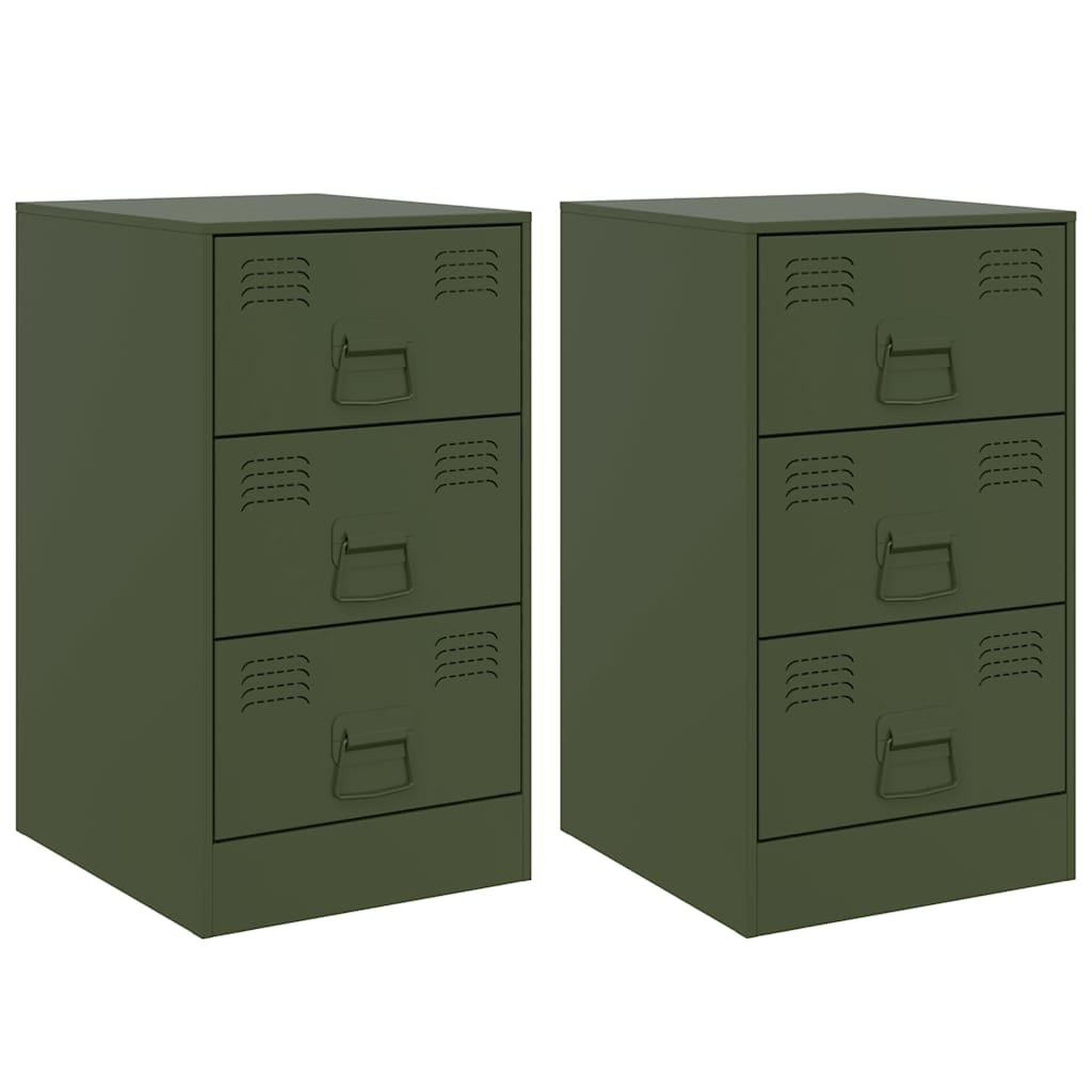 Voir la diapositive 2 : VIDAXL Tables de chevet 2 pcs vert olive 34,5x39x62 cm acier