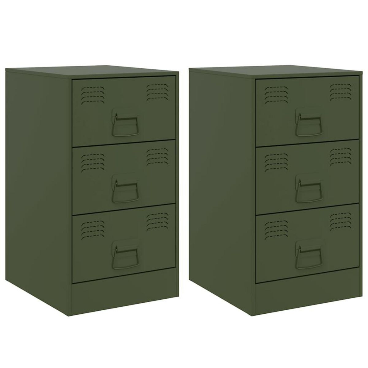VIDAXL Tables de chevet 2 pcs vert olive 34,5x39x62 cm acier