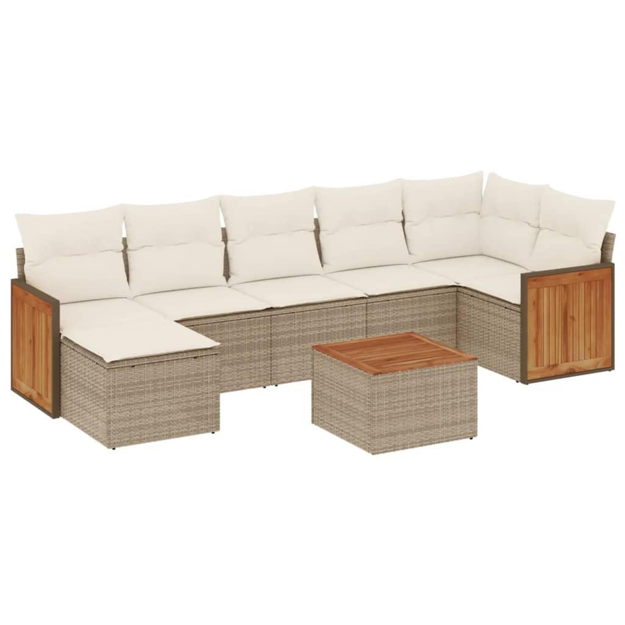 Voir la diapositive 2 : VIDAXL Salon de jardin avec coussins 8 pcs beige resine tressee