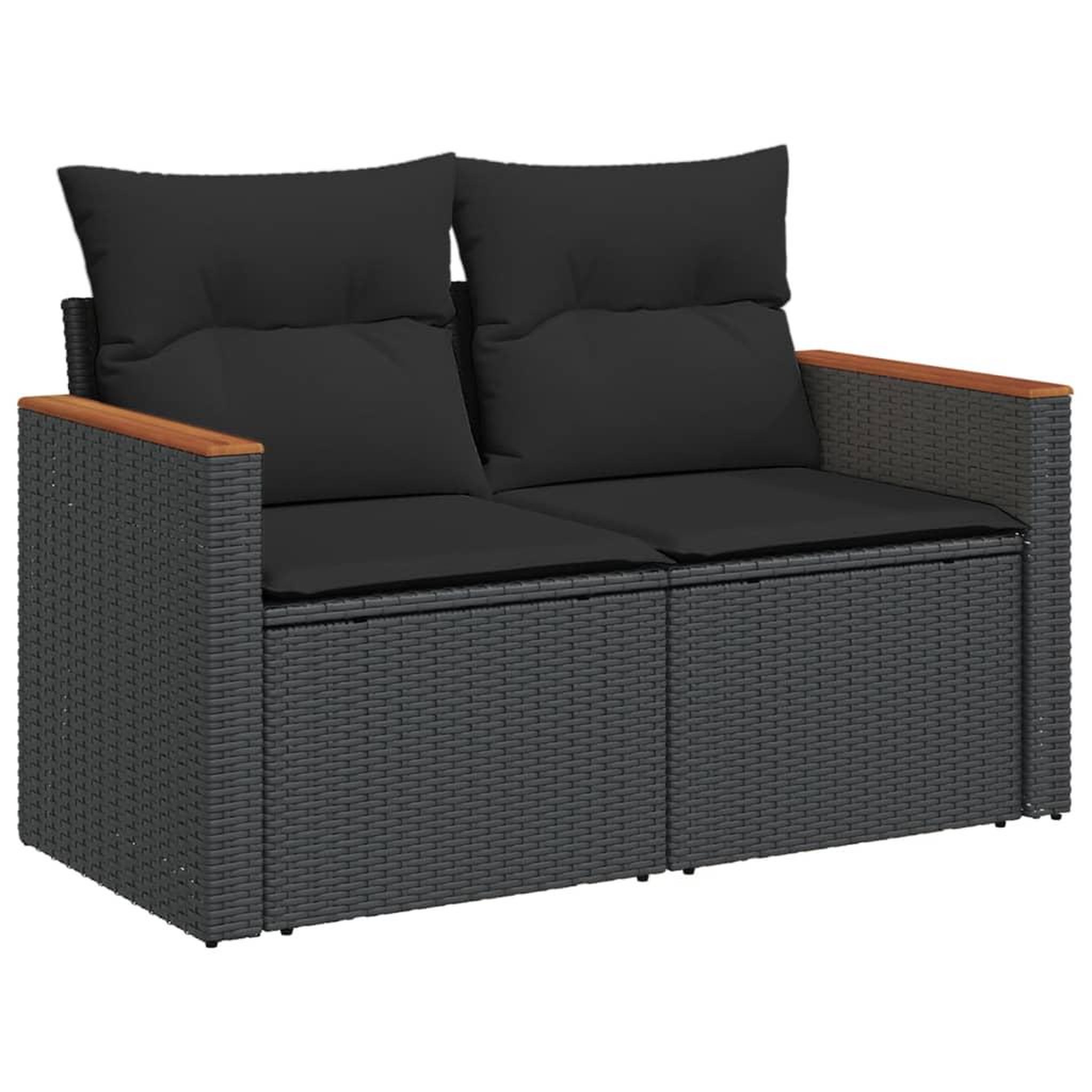 Voir la diapositive 3 : VIDAXL Salon de jardin 6 pcs avec coussins noir resine tressee