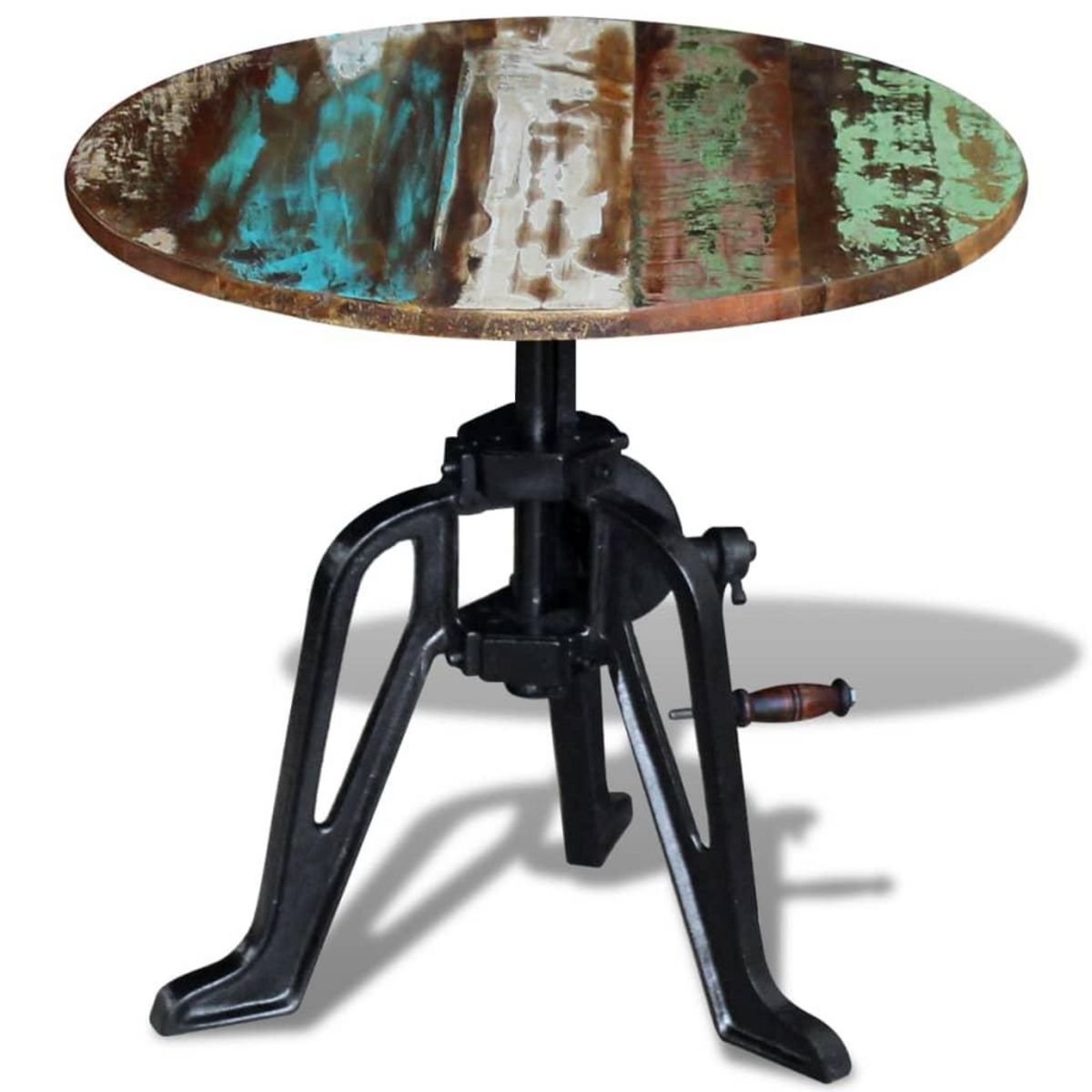 VIDAXL Table auxiliaire Bois de recuperation massif Fonte 60x(42-63)cm