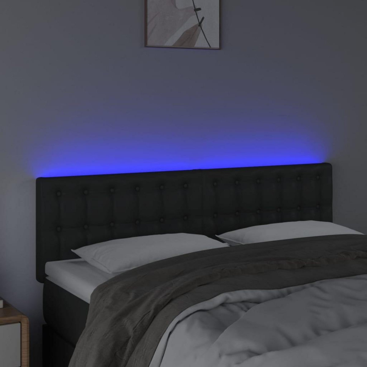 VIDAXL Tete de lit avec LED noir 144x5x78/88 cm similicuir