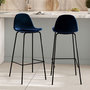 Voir la diapositive 2 : Rendez vous déco Lot de 2 chaises de bar en velours bleu foncé 75 cm-Henrik