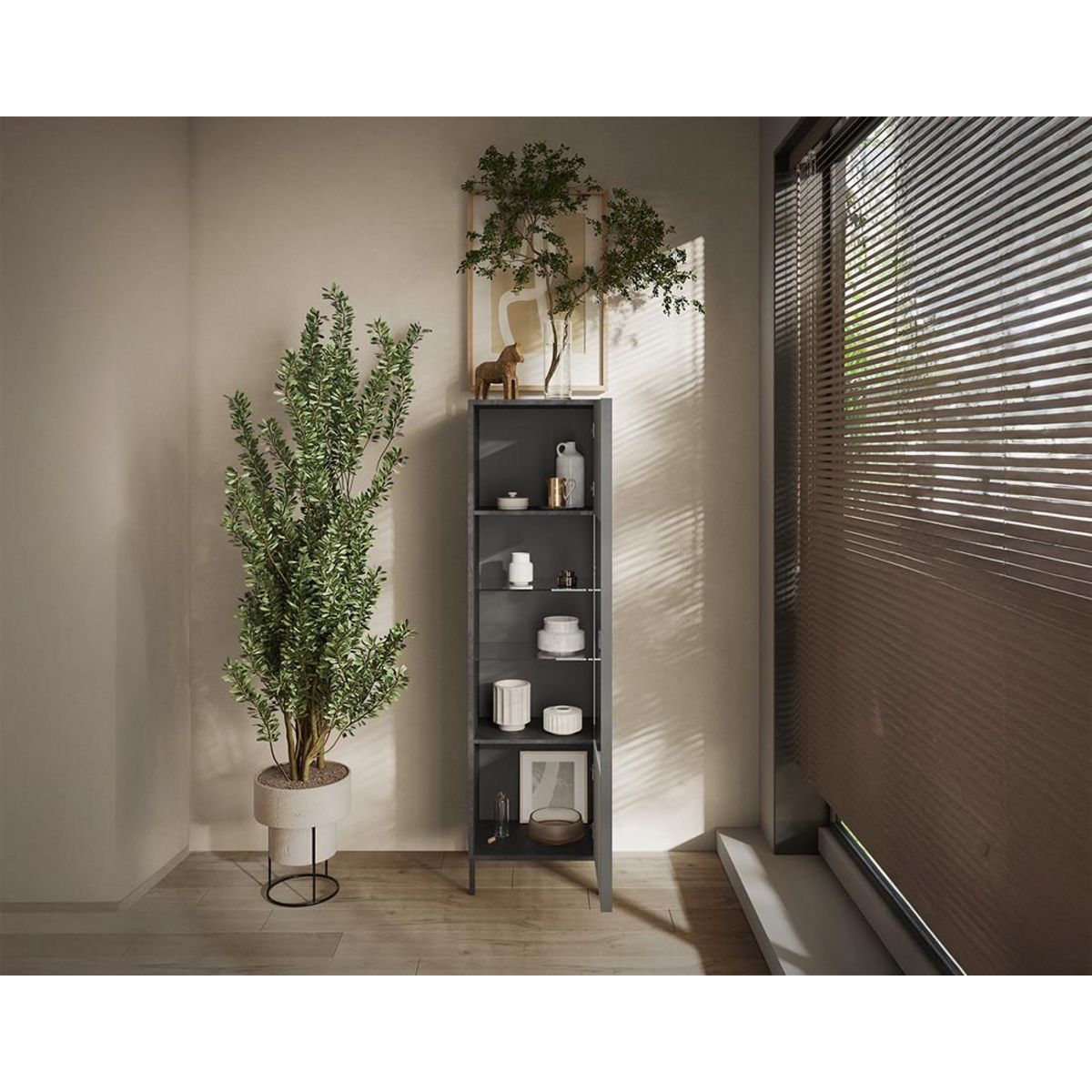 BEST MOBILIER Jules - vitrine - 1 porte - 55x203 cm