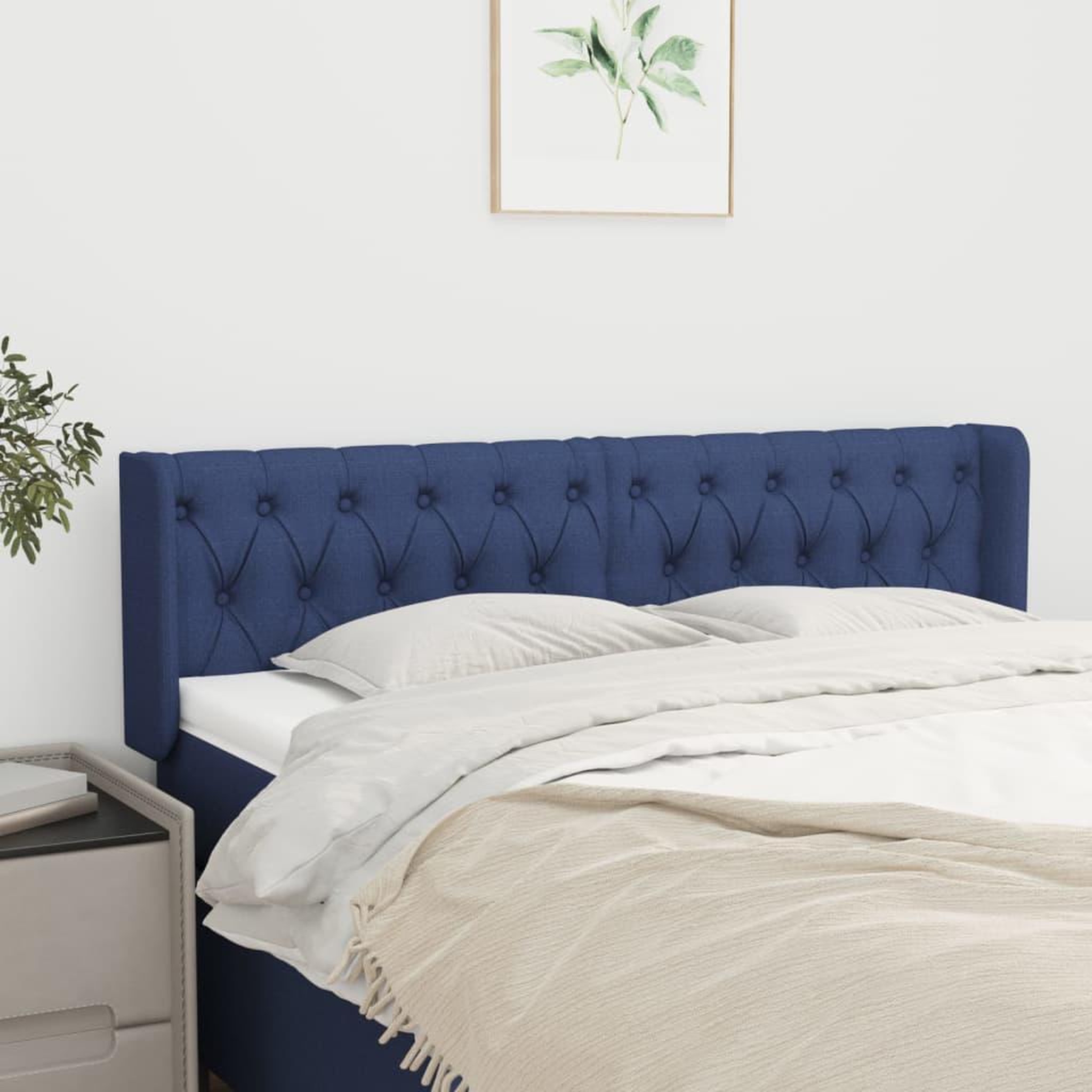 Voir la diapositive 1 : VIDAXL Tete de lit avec oreilles Bleu 163x16x78/88 cm Tissu