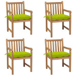 VIDAXL Chaises de jardin lot de 4 avec coussins vert vif Teck solide