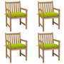 Voir la diapositive 1 : VIDAXL Chaises de jardin lot de 4 avec coussins vert vif Teck solide