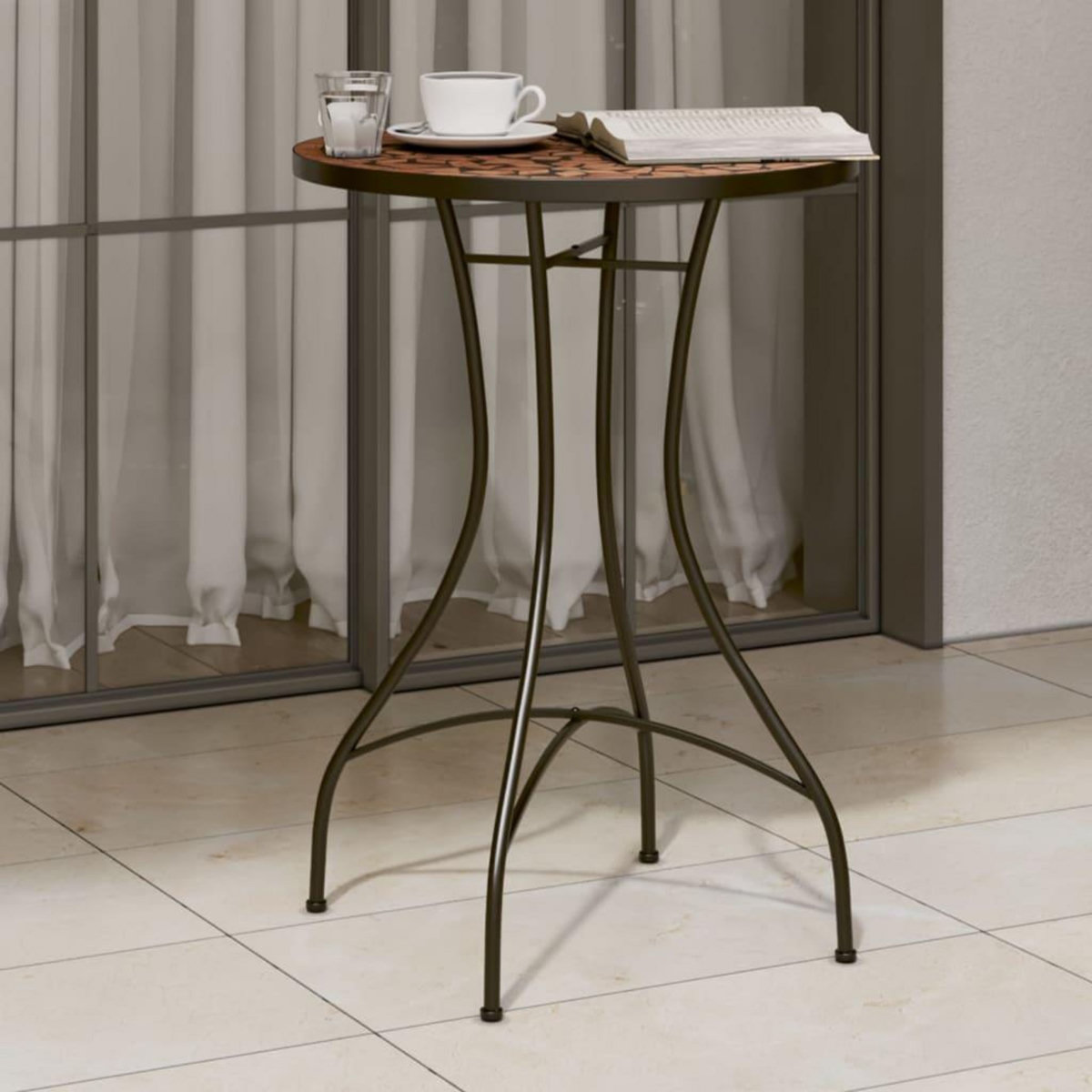 VIDAXL Table de bistro mosaïque terre cuite Ø50x70 cm ceramique