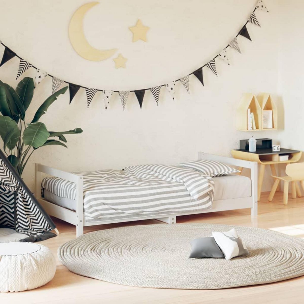 VIDAXL Cadre de lit pour enfant blanc 80x160 cm bois de pin massif